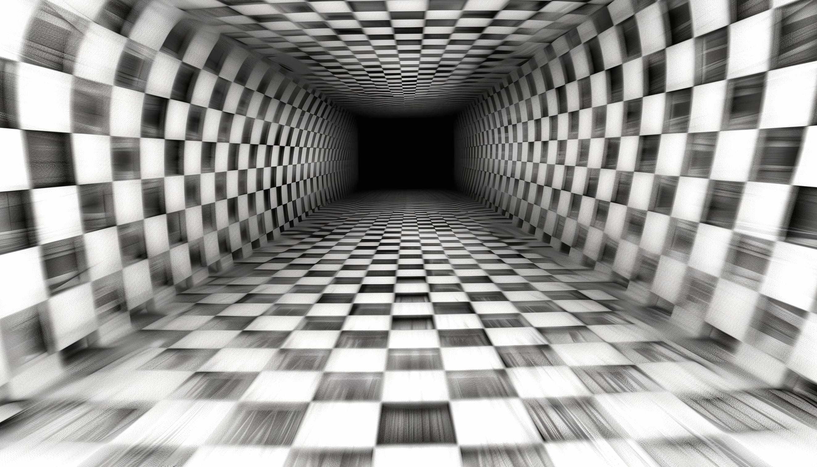 Hypnotic Checkered Tunnel - Black & White Abstract wallpapers HD quality