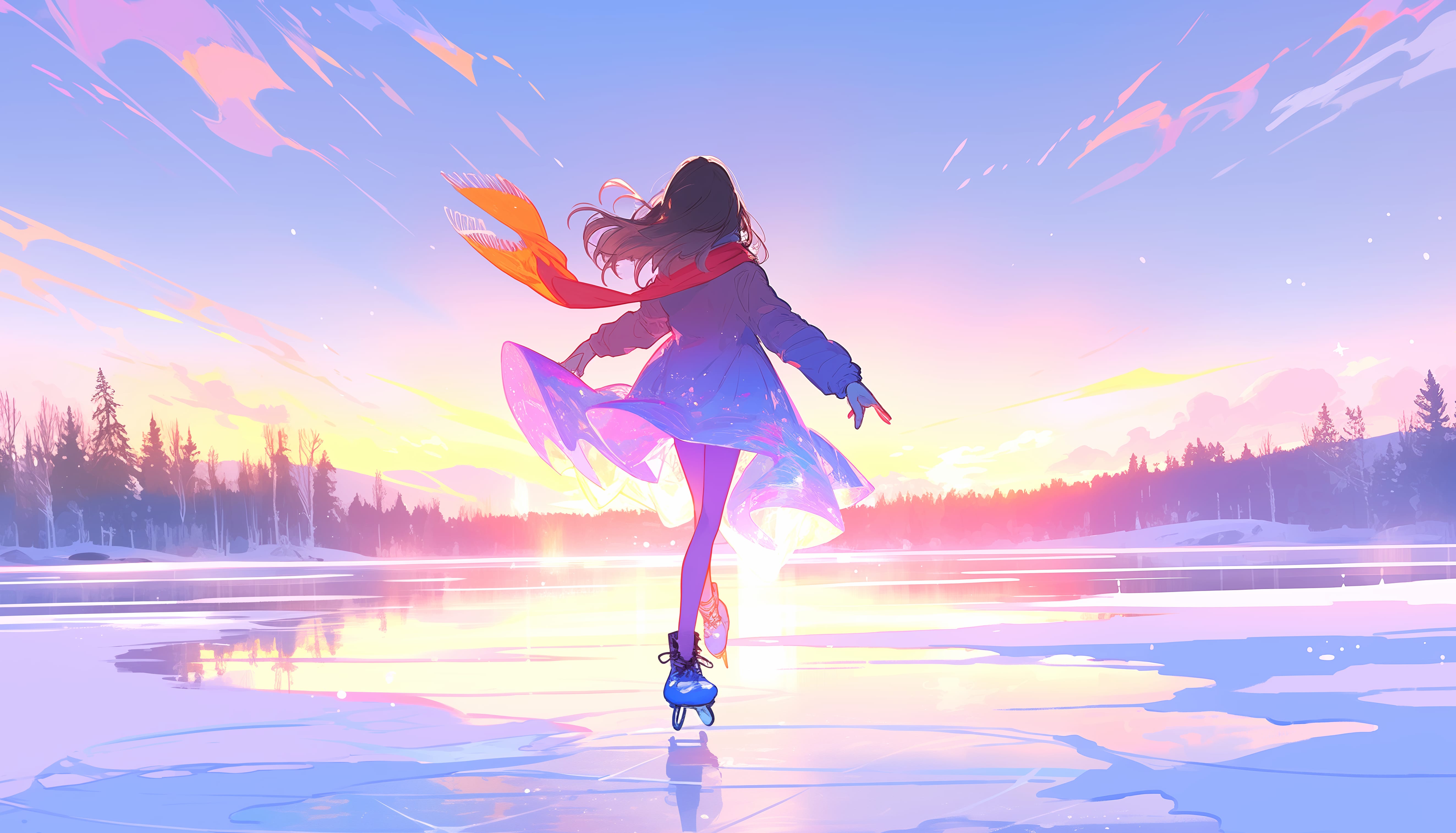 Ice Skater at Sunset - HD Original Wallpaper wallpapers HD quality