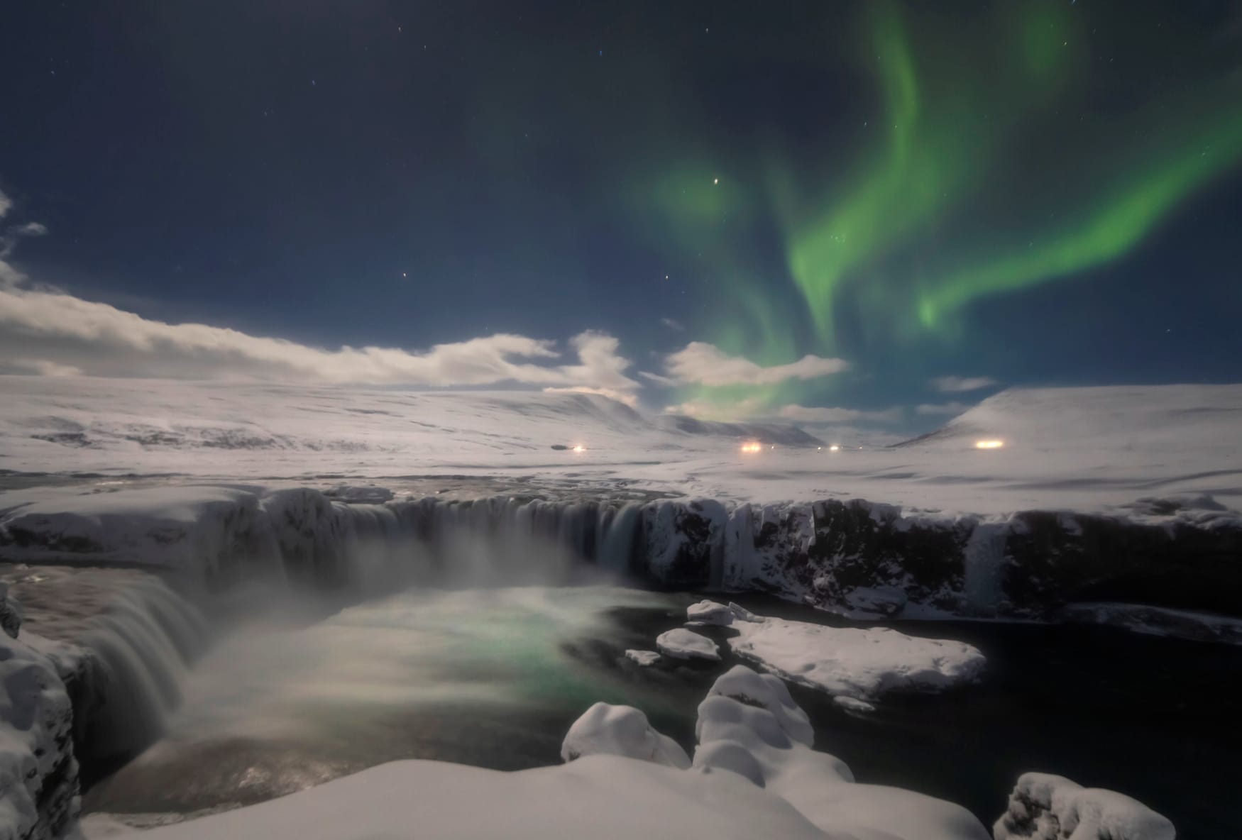 Iceland Aurora Borealis Nature Goðafoss wallpapers HD quality