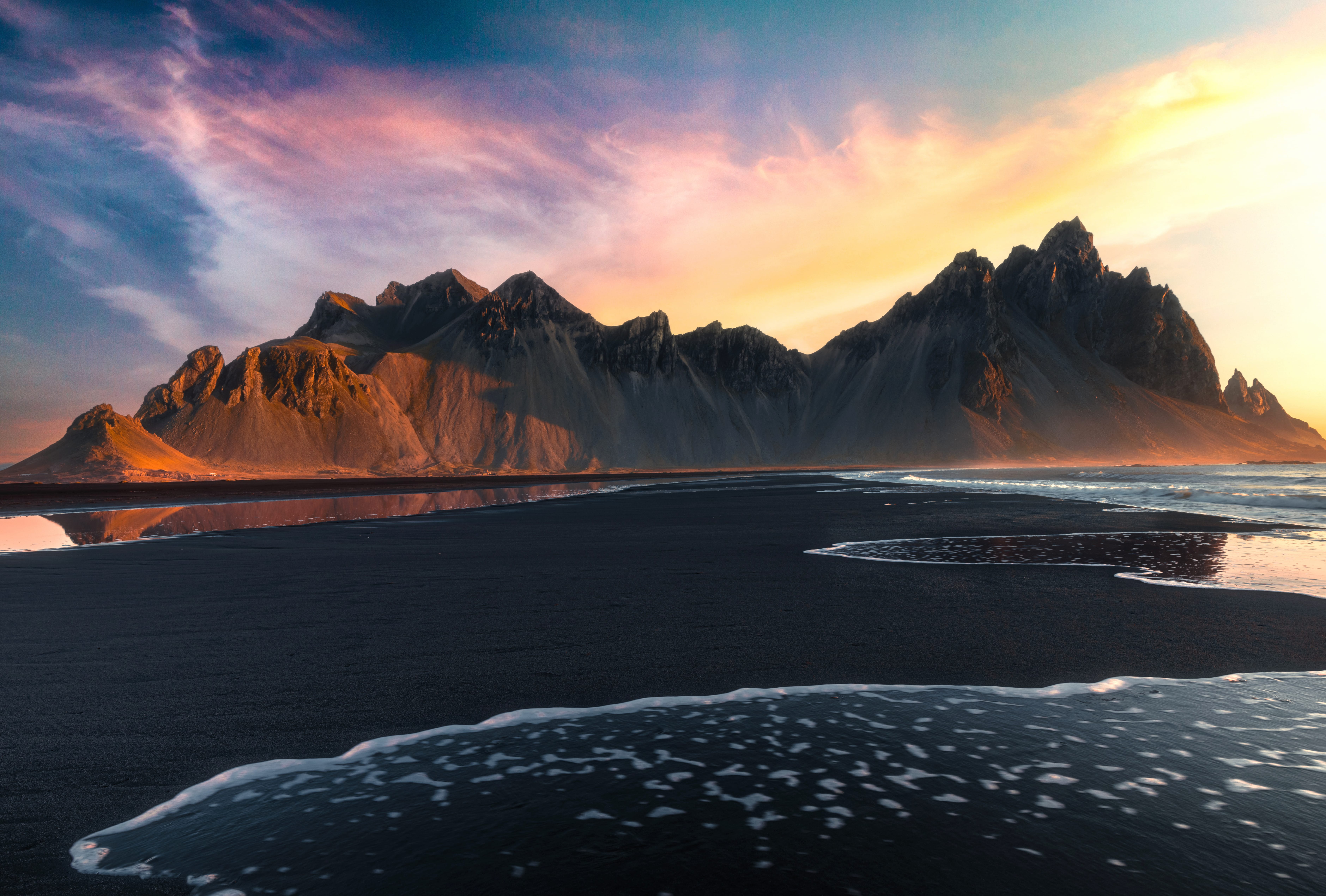 Iceland Beach Nature Vestrahorn 8k Ultra at 320 x 480 iPhone size wallpapers HD quality