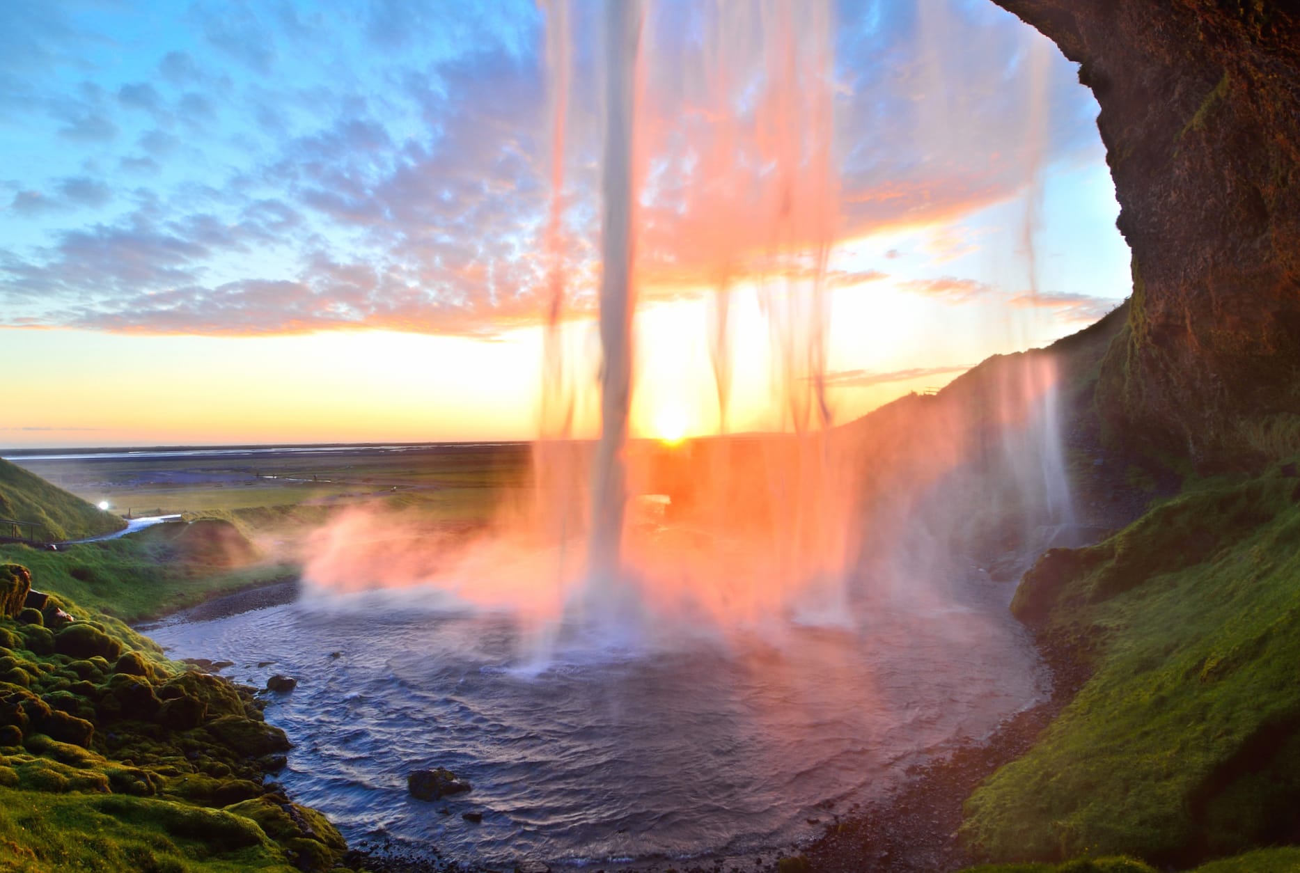 Icelandic Sunset at Seljalandsfoss wallpapers HD quality