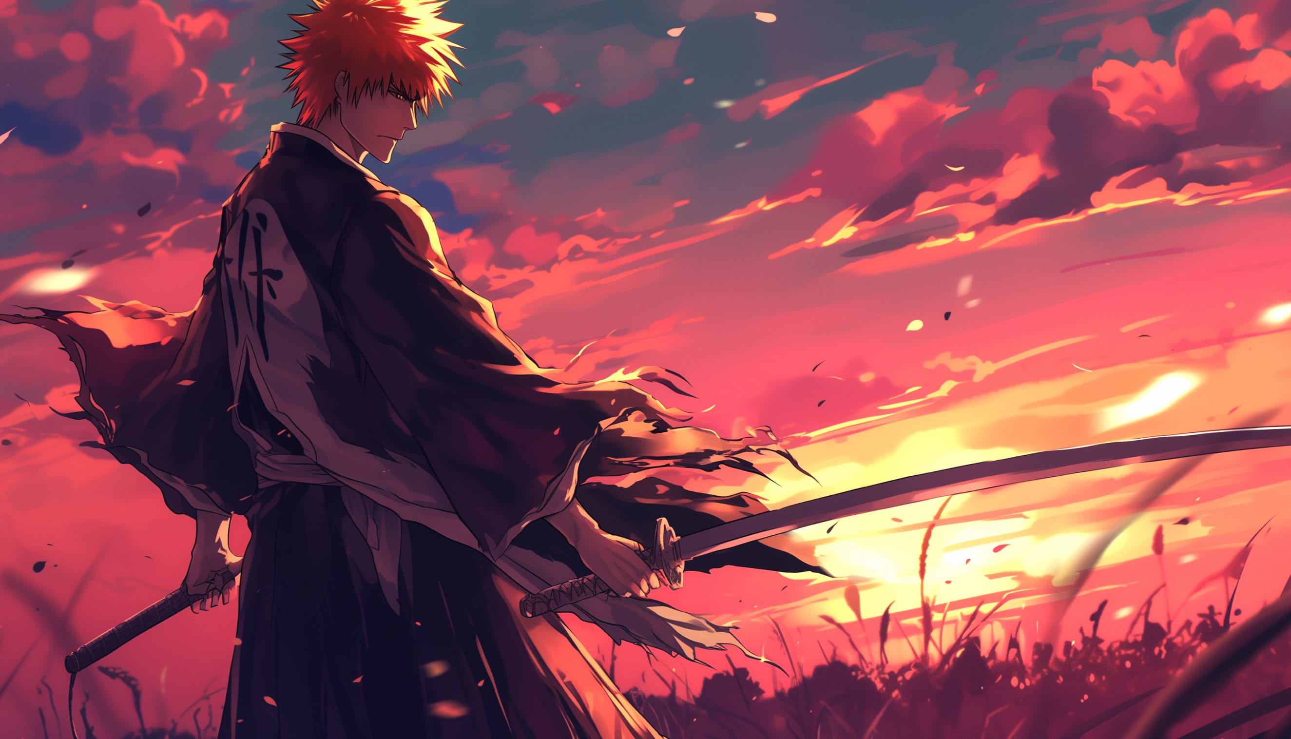 Ichigo Kurosaki in Sunset - Bleach Anime at 1366 x 768 HD size wallpapers HD quality