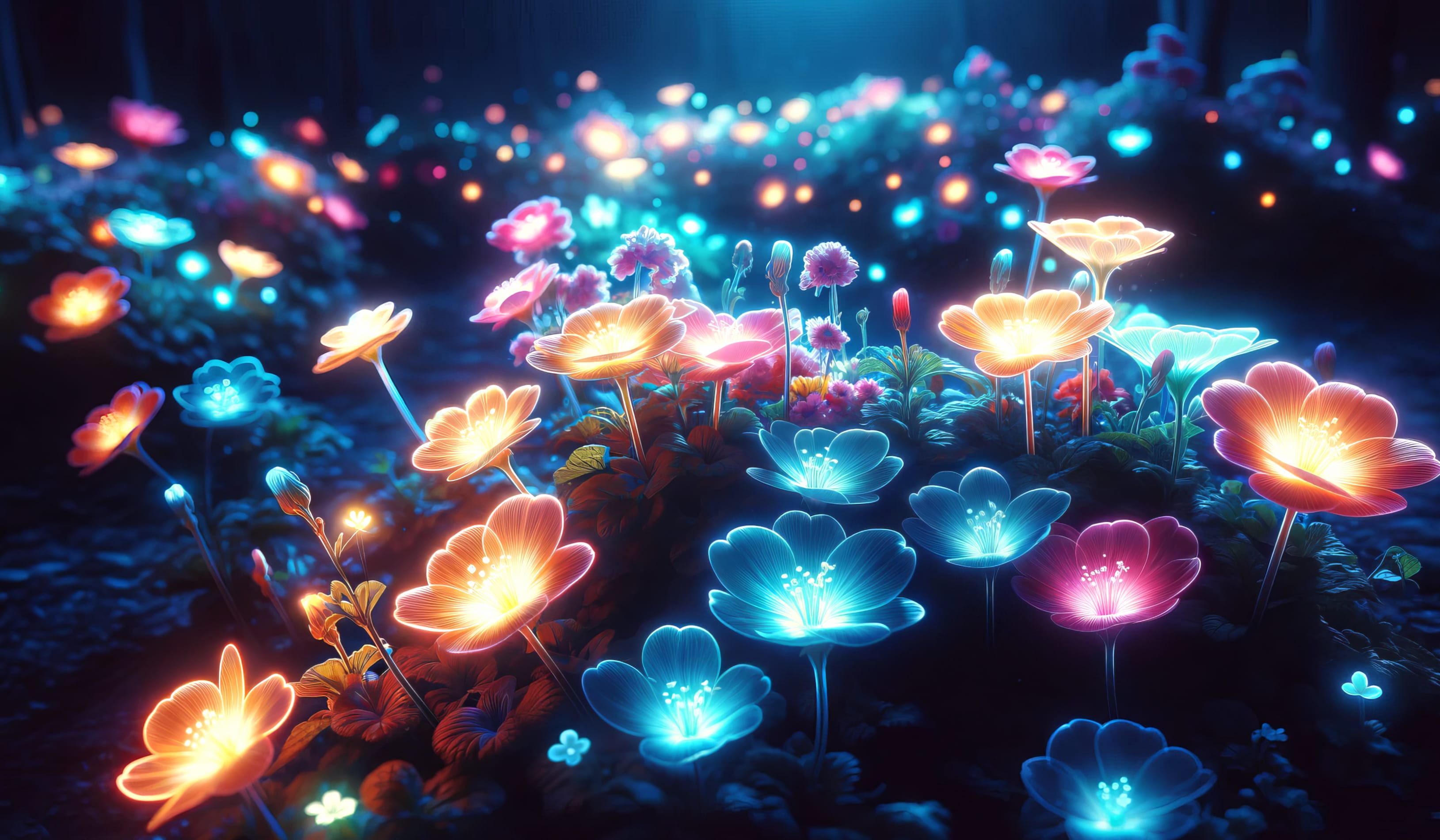 Illuminated Flower Garden HD Desktop Wallpaper wallpapers HD quality