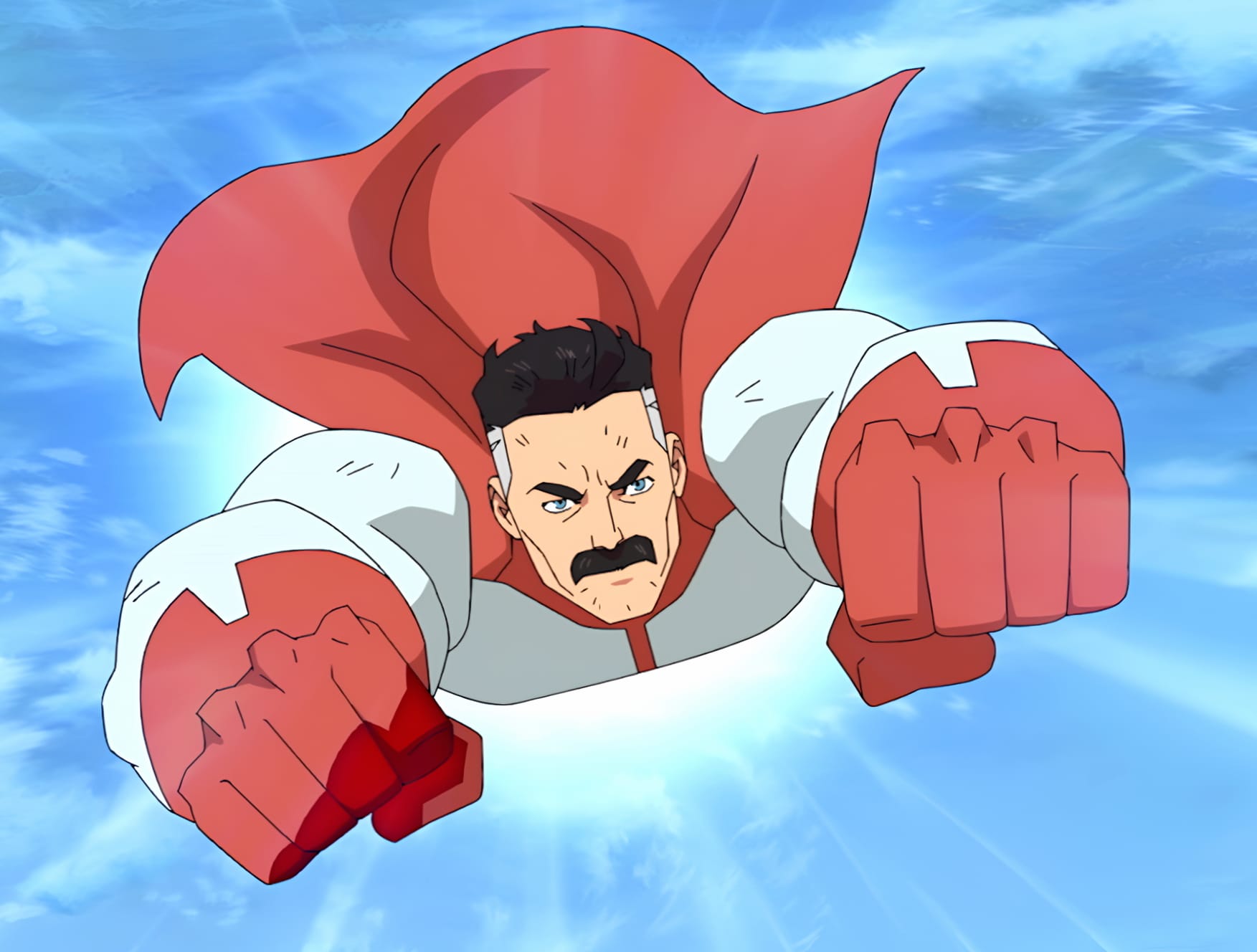 Invincible Show - Soaring Omni-Man at 320 x 480 iPhone size wallpapers HD quality