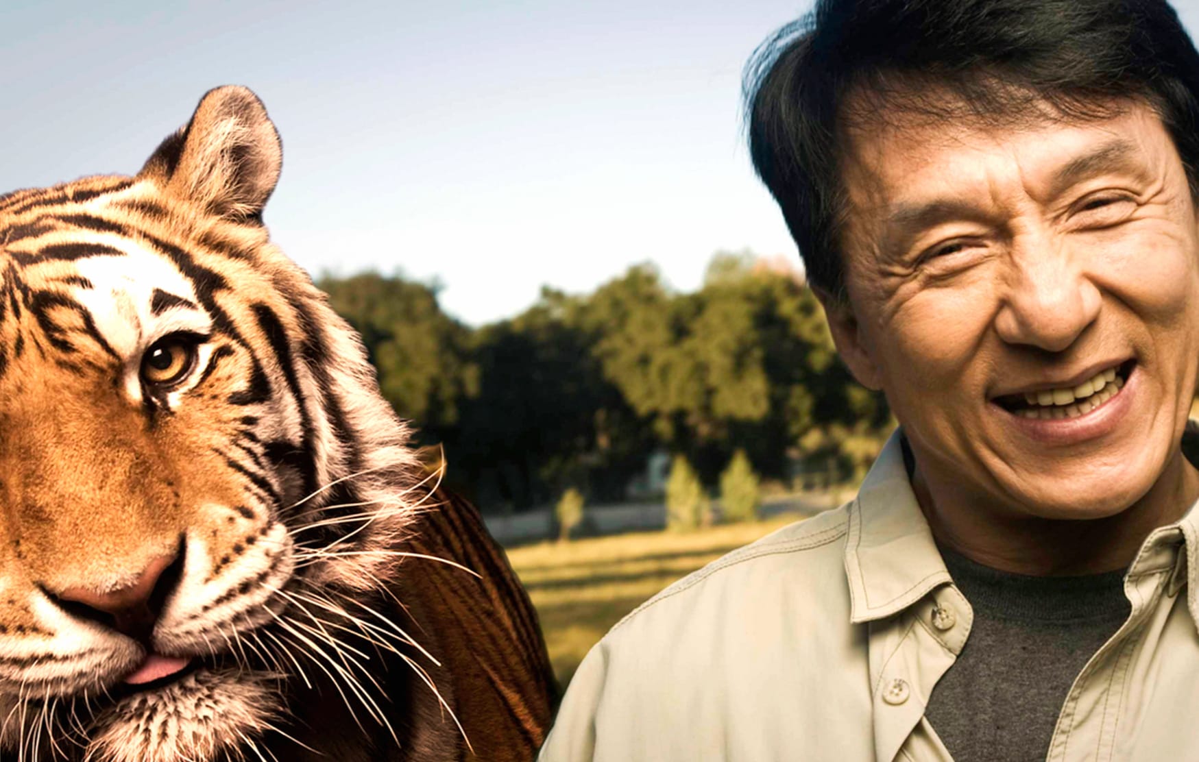 Jackie Chan with Tiger - Celebrity wallpapers HD quality