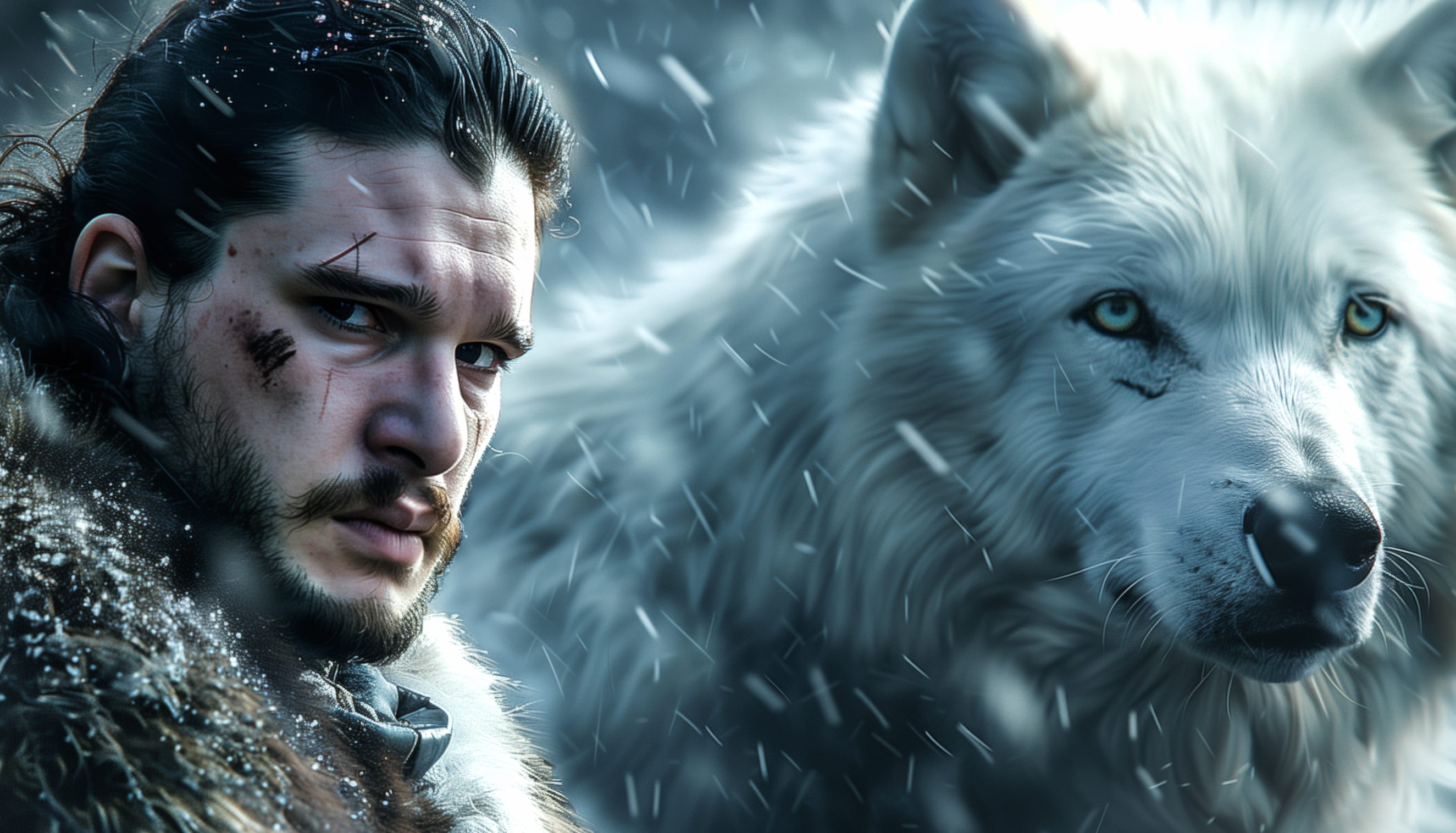 Jon Snow and Wolf - Game of Thrones at 1536 x 864 HD size wallpapers HD quality