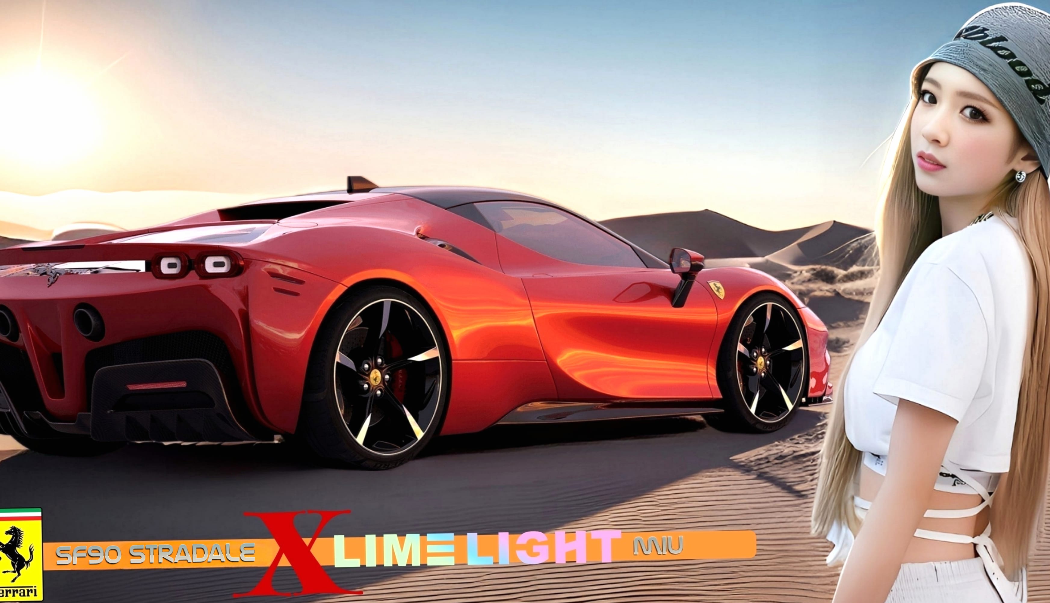 K-pop Music Limelight Ferrari Vehicle at 1366 x 768 HD size wallpapers HD quality