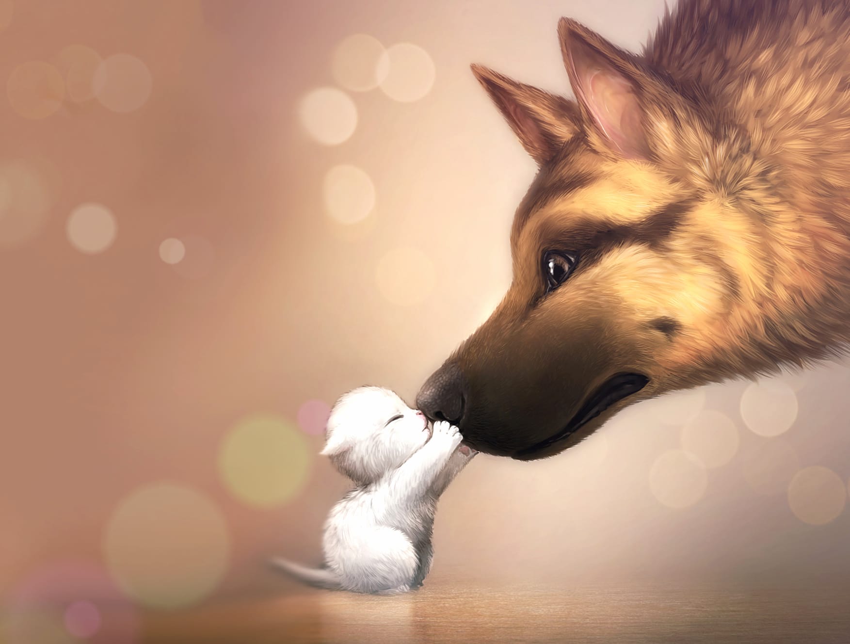 Kitten & Dog Artistic wallpapers HD quality