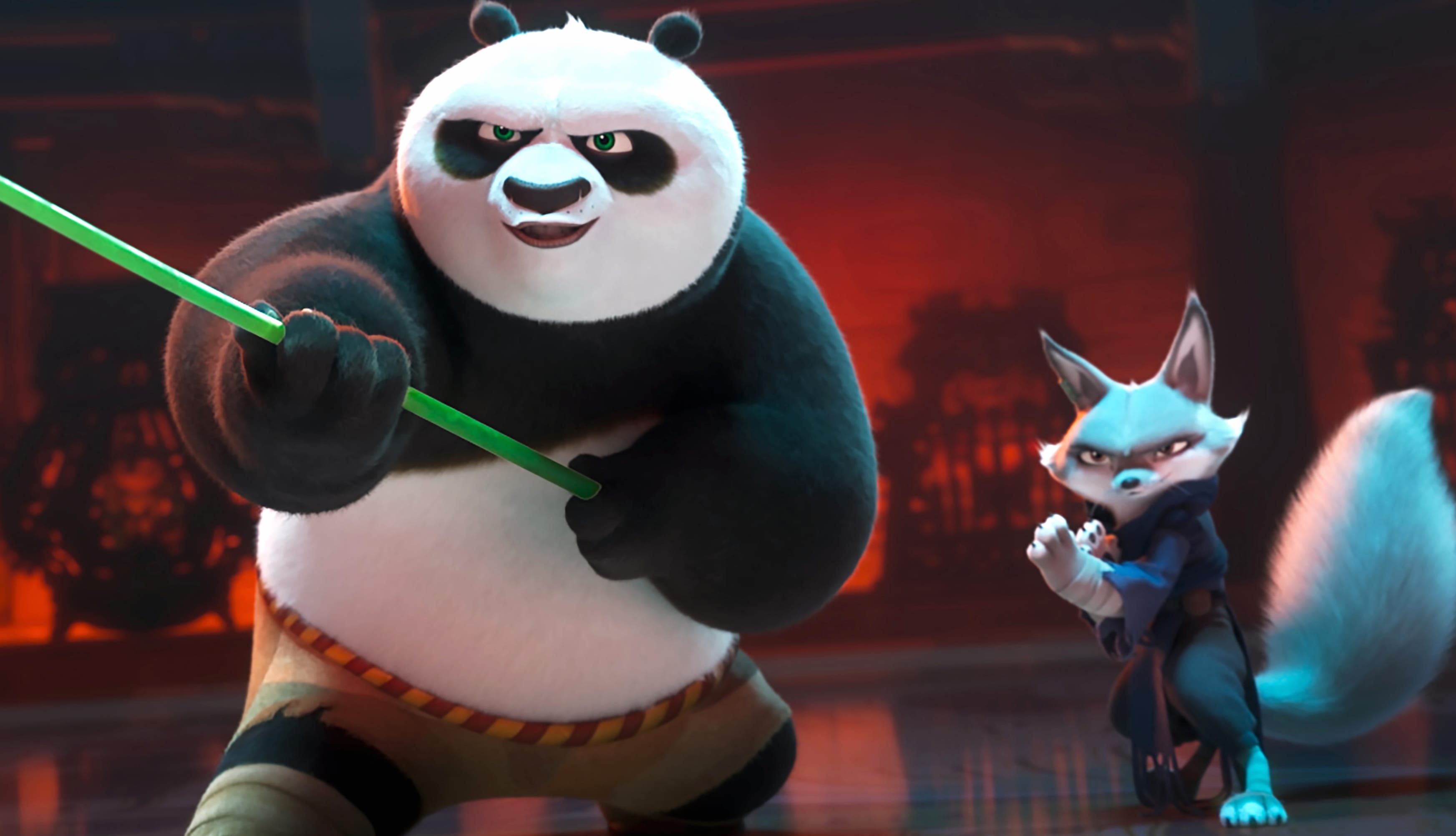 Kung Fu Panda 4 - Po and Zhen in Action wallpapers HD quality