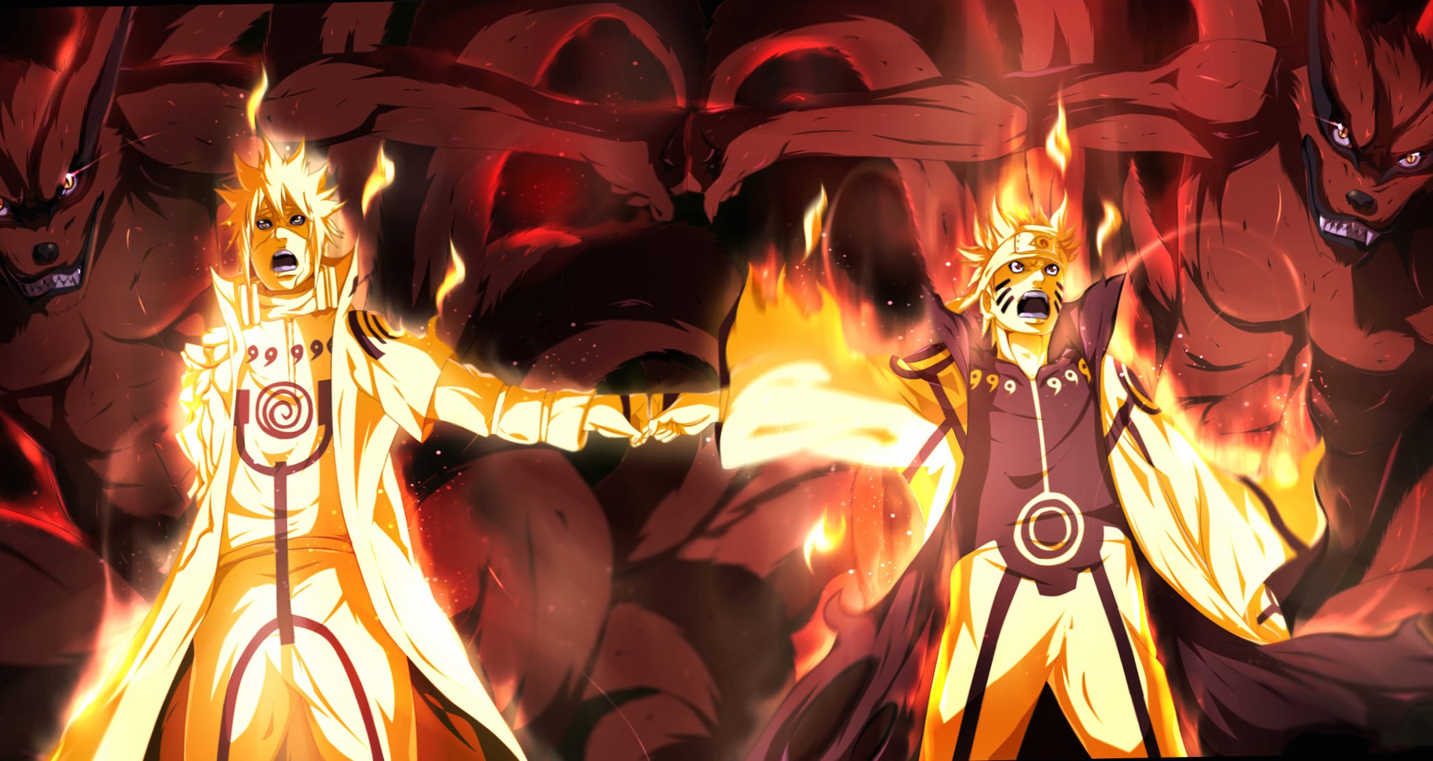 Kurama, Minato, and Naruto Epic HD Anime Wallpaper at 1680 x 945 HD size wallpapers HD quality