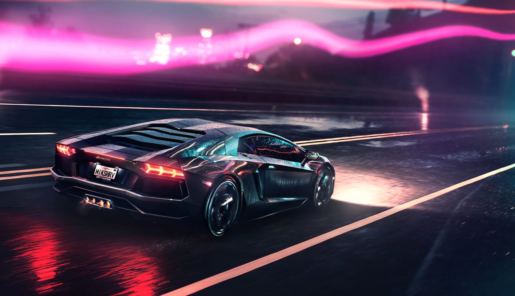 Lamborghini Aventador Supercar at Night - wallpapers HD quality