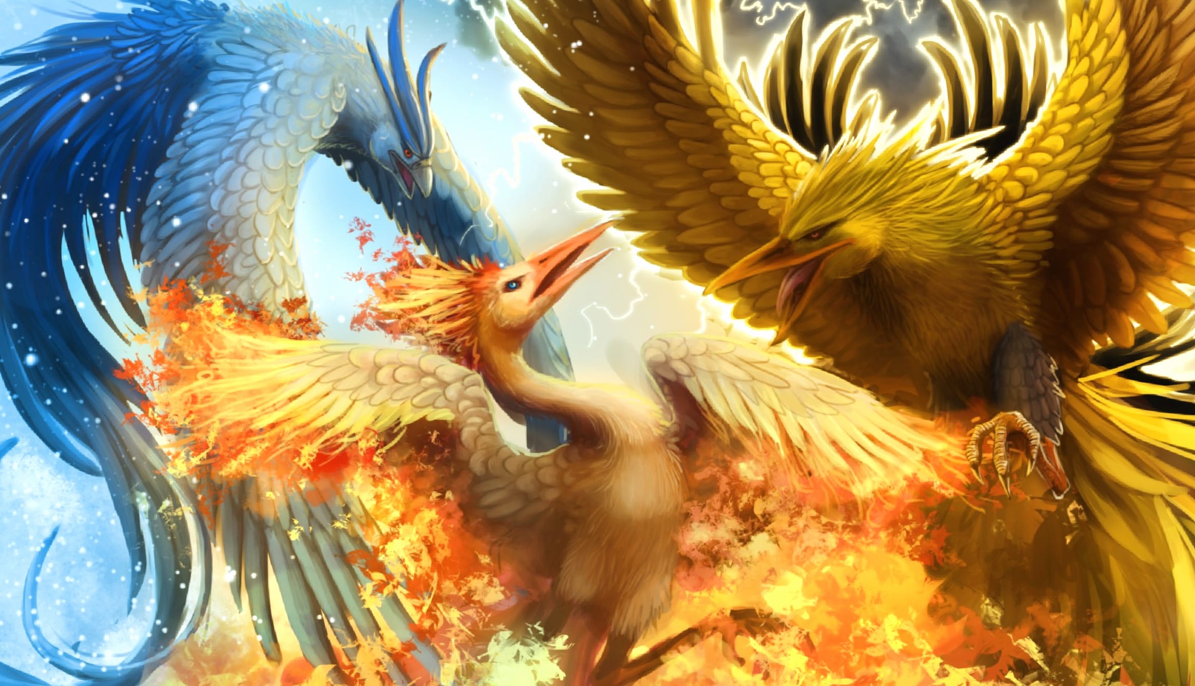 Legendary Bird Trio Pokémon at 1280 x 720 HD size wallpapers HD quality