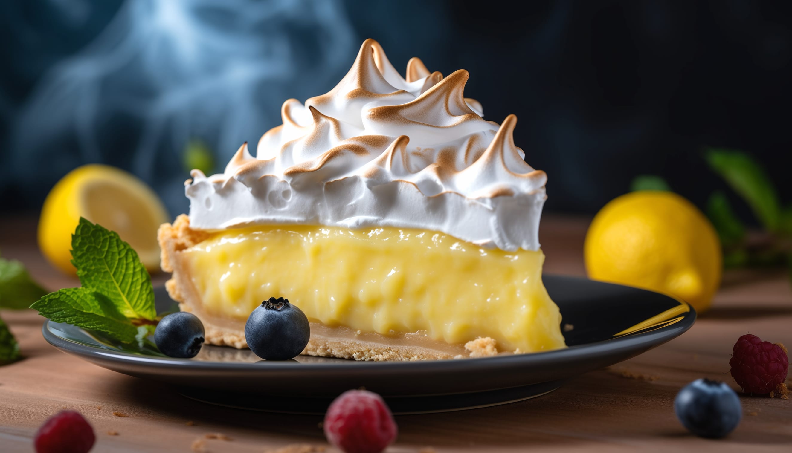 Lemon Meringue Pie - Gourmet Dessert Background wallpapers HD quality