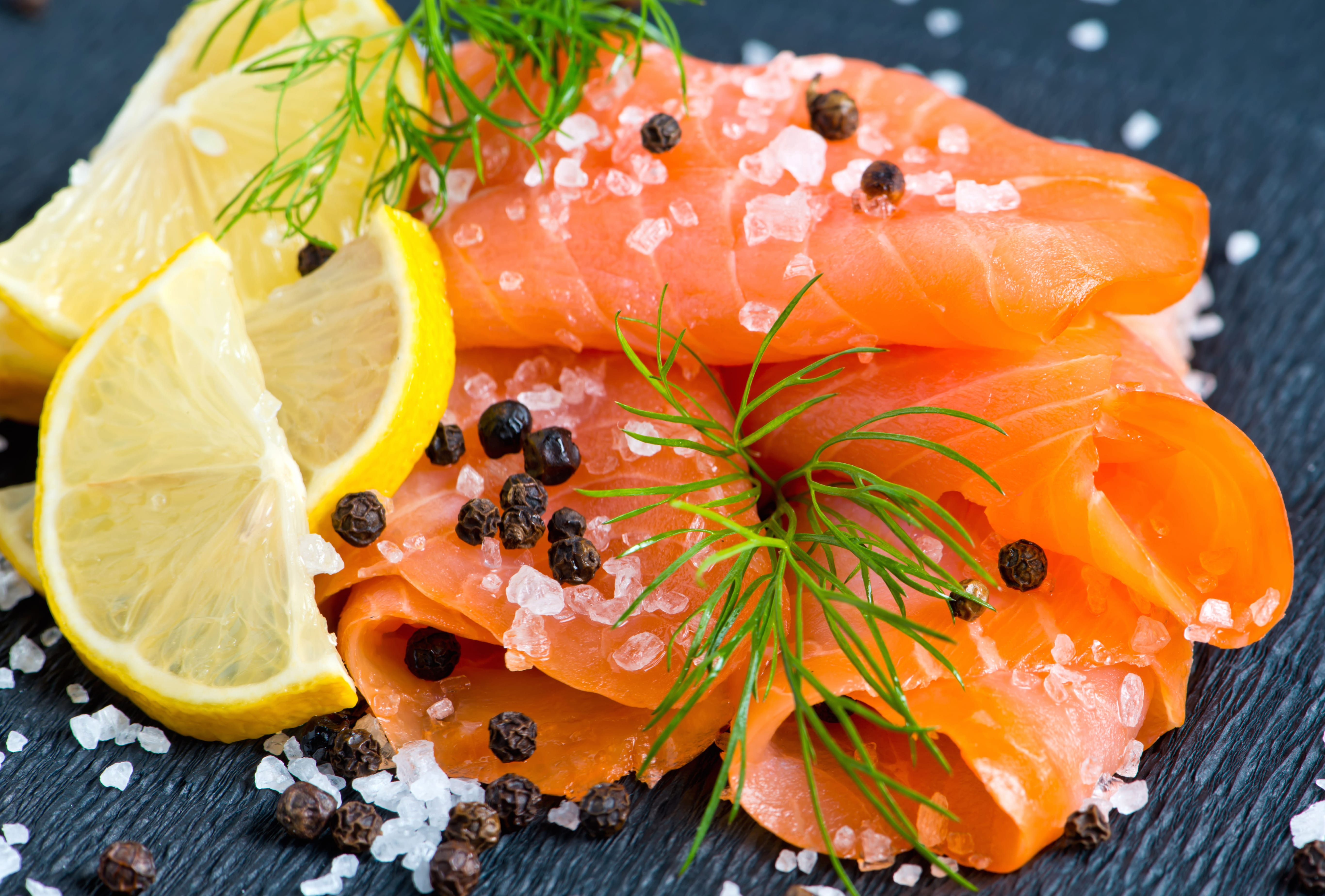 Lemon Still Life Salmon Food Fish wallpapers HD quality