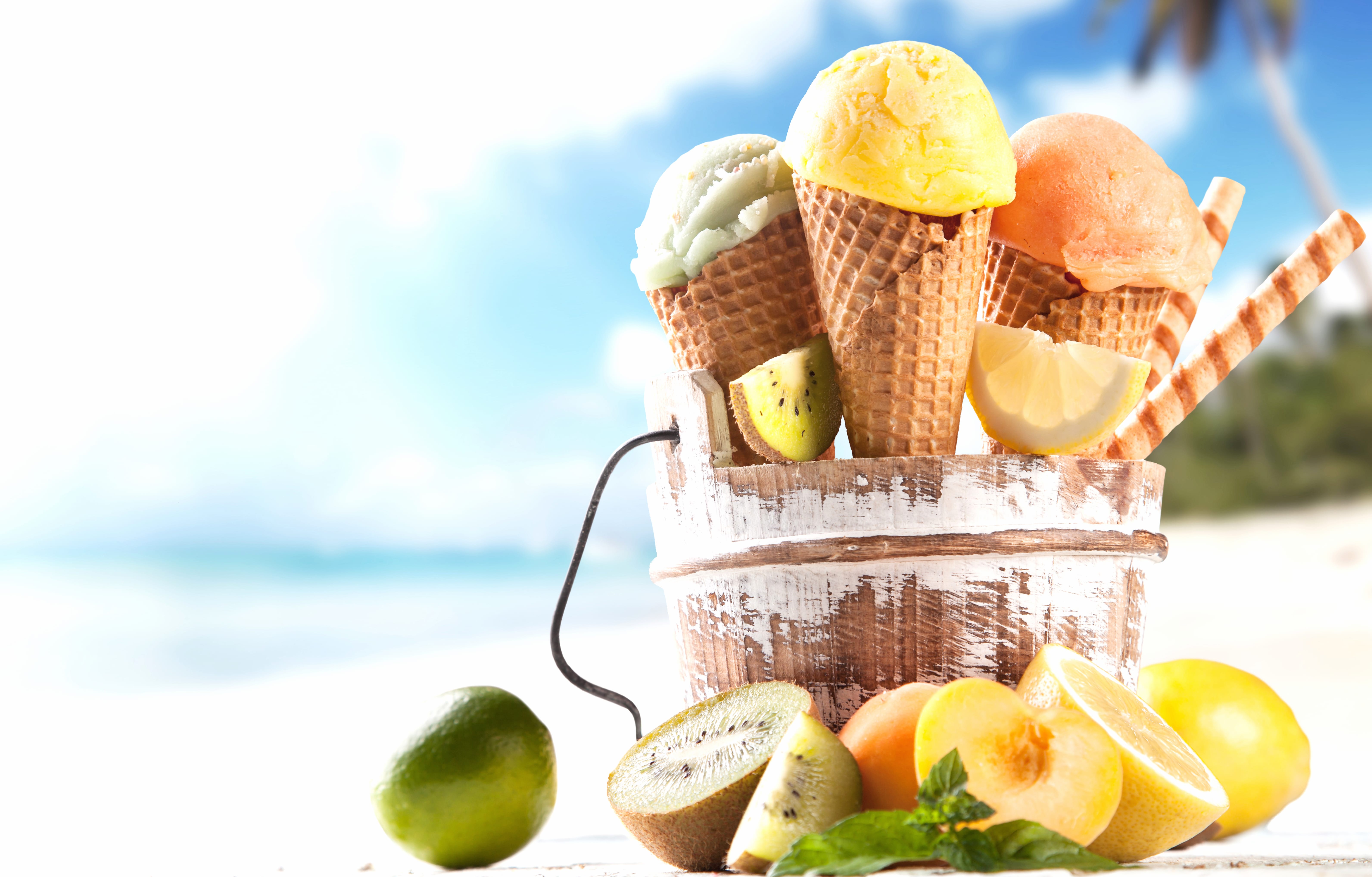 Lemon Summer Kiwi Fruit Food Ice Cream wallpapers HD quality