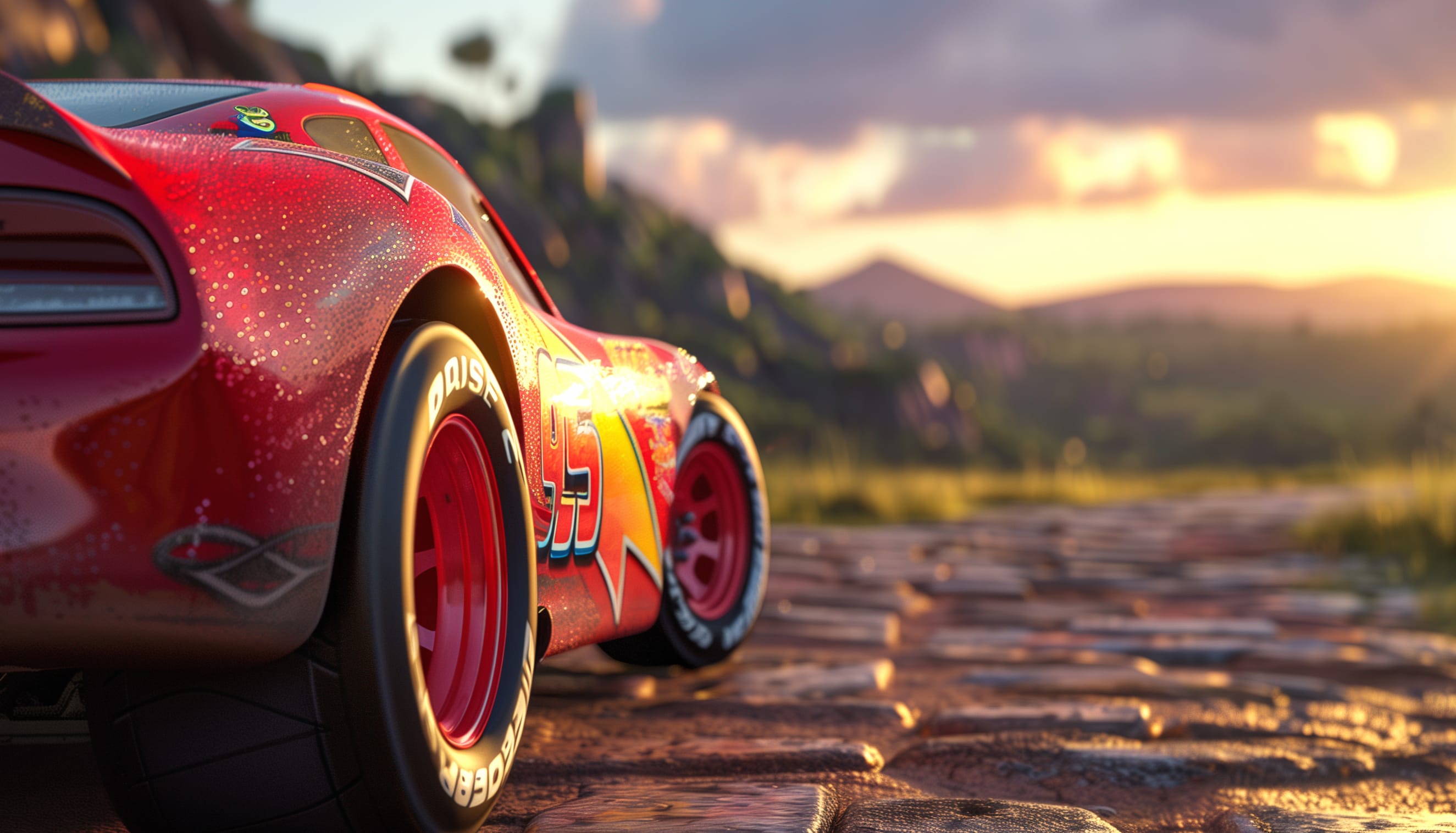 Lightning McQueen - Exhilarating Race Car Scene wallpapers HD quality