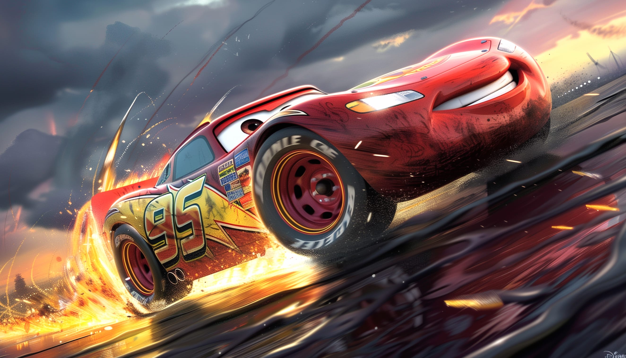 Lightning McQueen - Speedy Cars Movie Background wallpapers HD quality