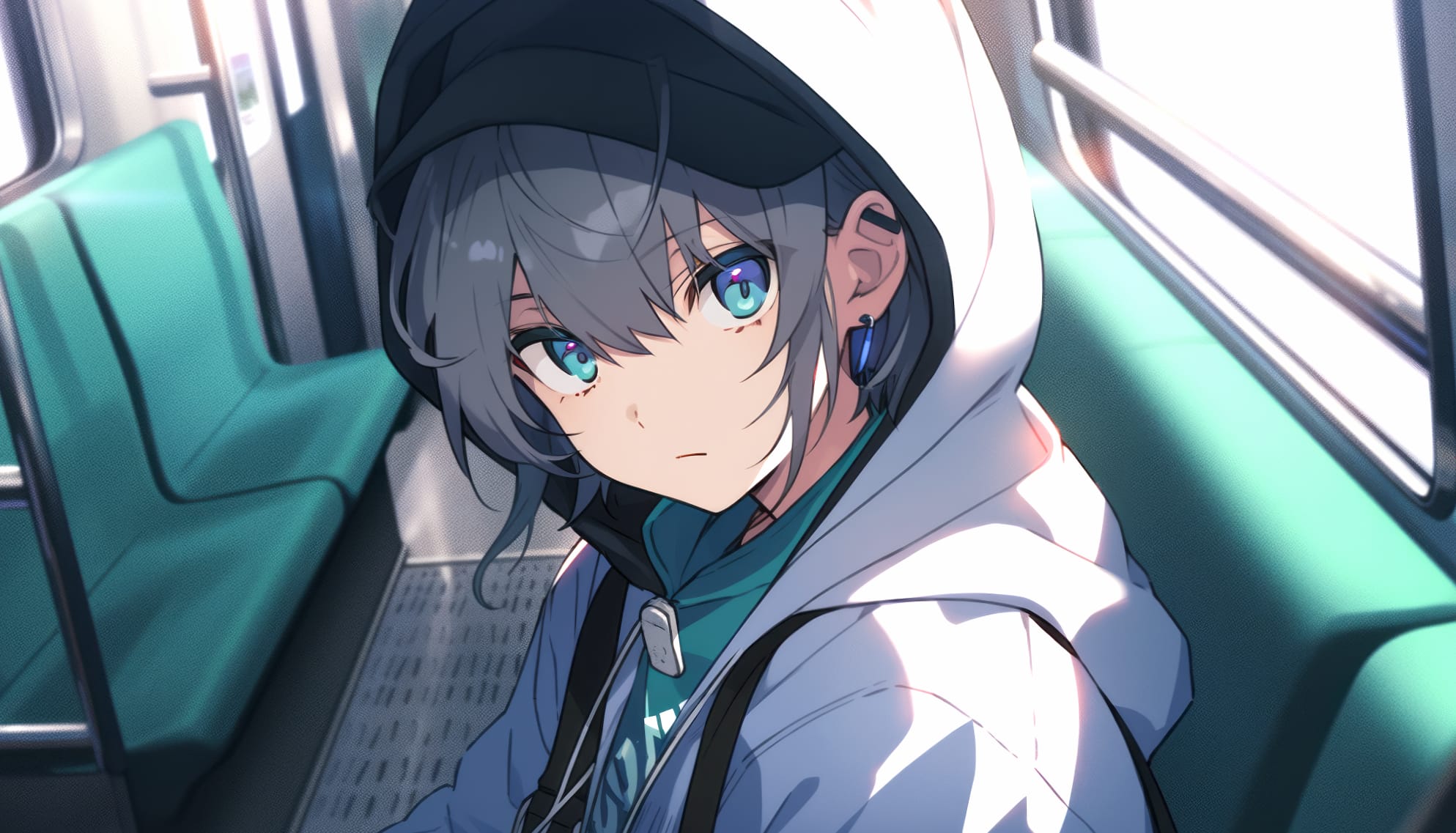 Lofi Girl on Train - Serene HD Anime Wallpaper wallpapers HD quality