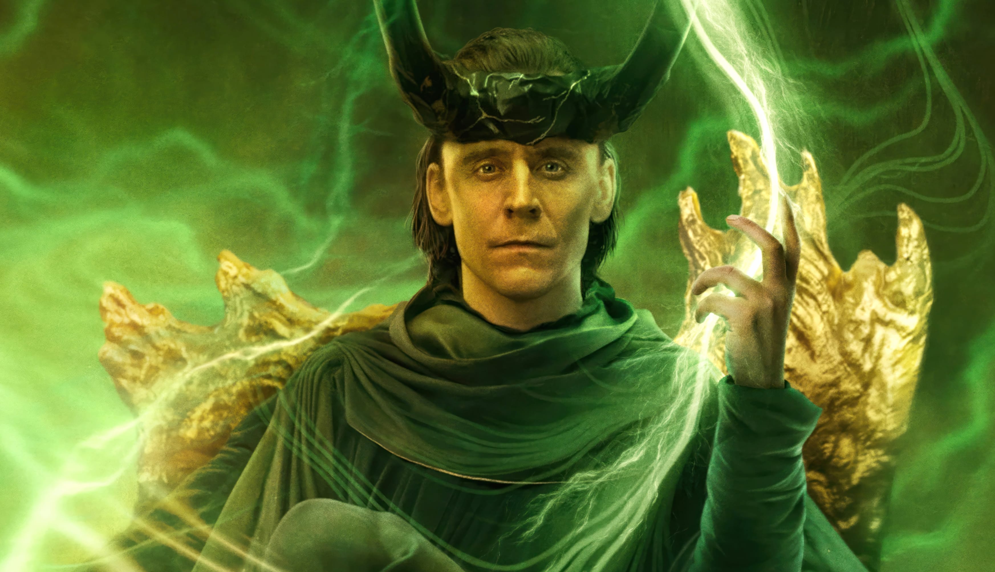 Loki in Action - Mystic Green Background wallpapers HD quality