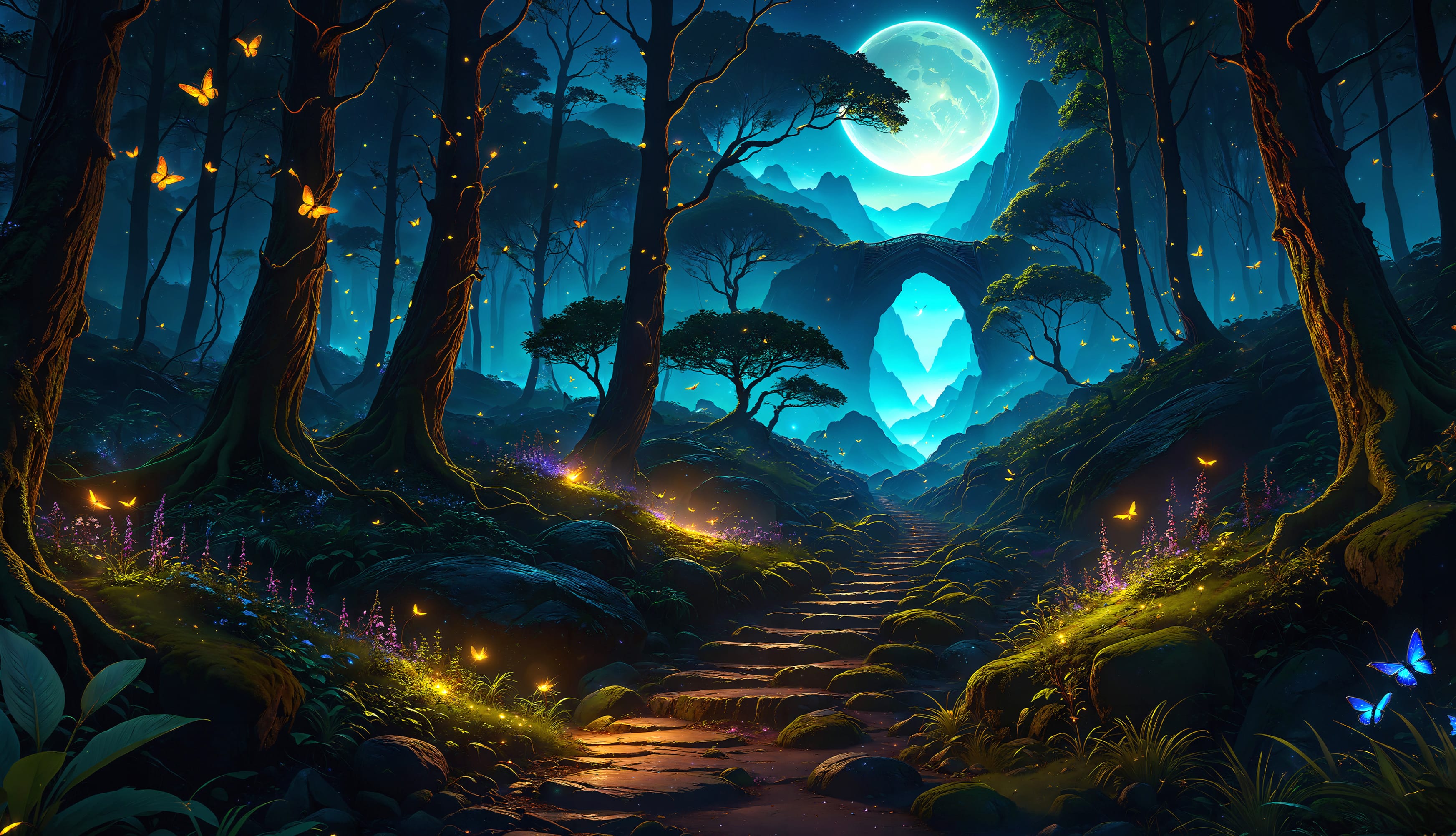 Magical forest Night wallpapers HD quality