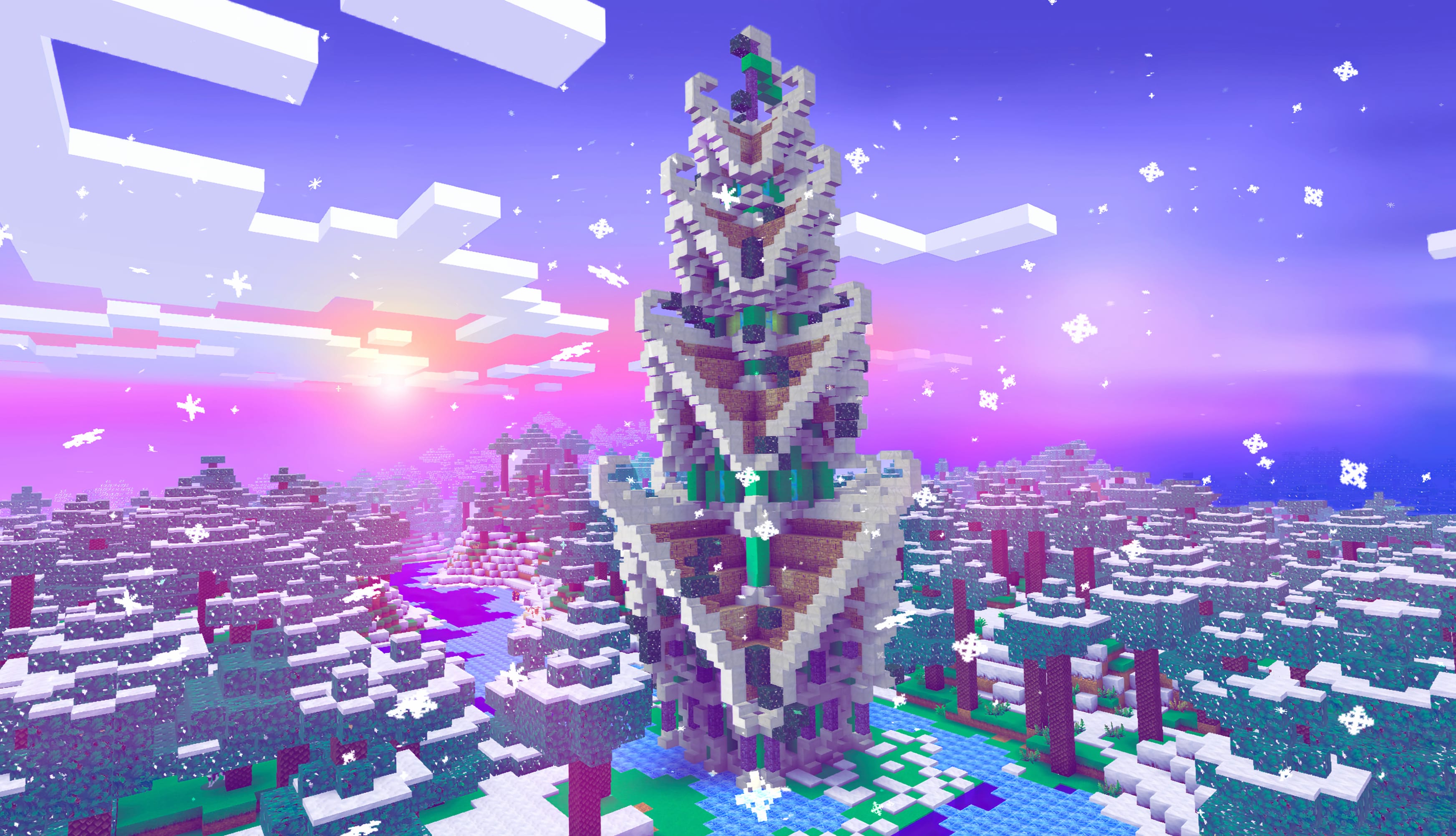 Magical Minecraft Tower in 4K HD at 1024 x 1024 iPad size wallpapers HD quality