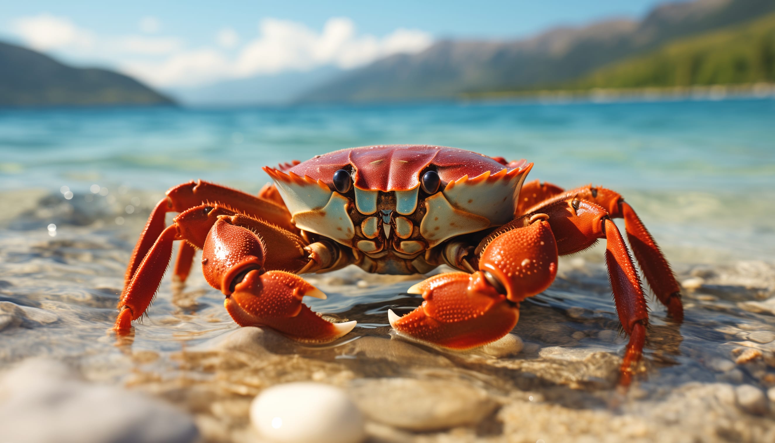 Majestic Crab on Beach - at 1024 x 1024 iPad size wallpapers HD quality