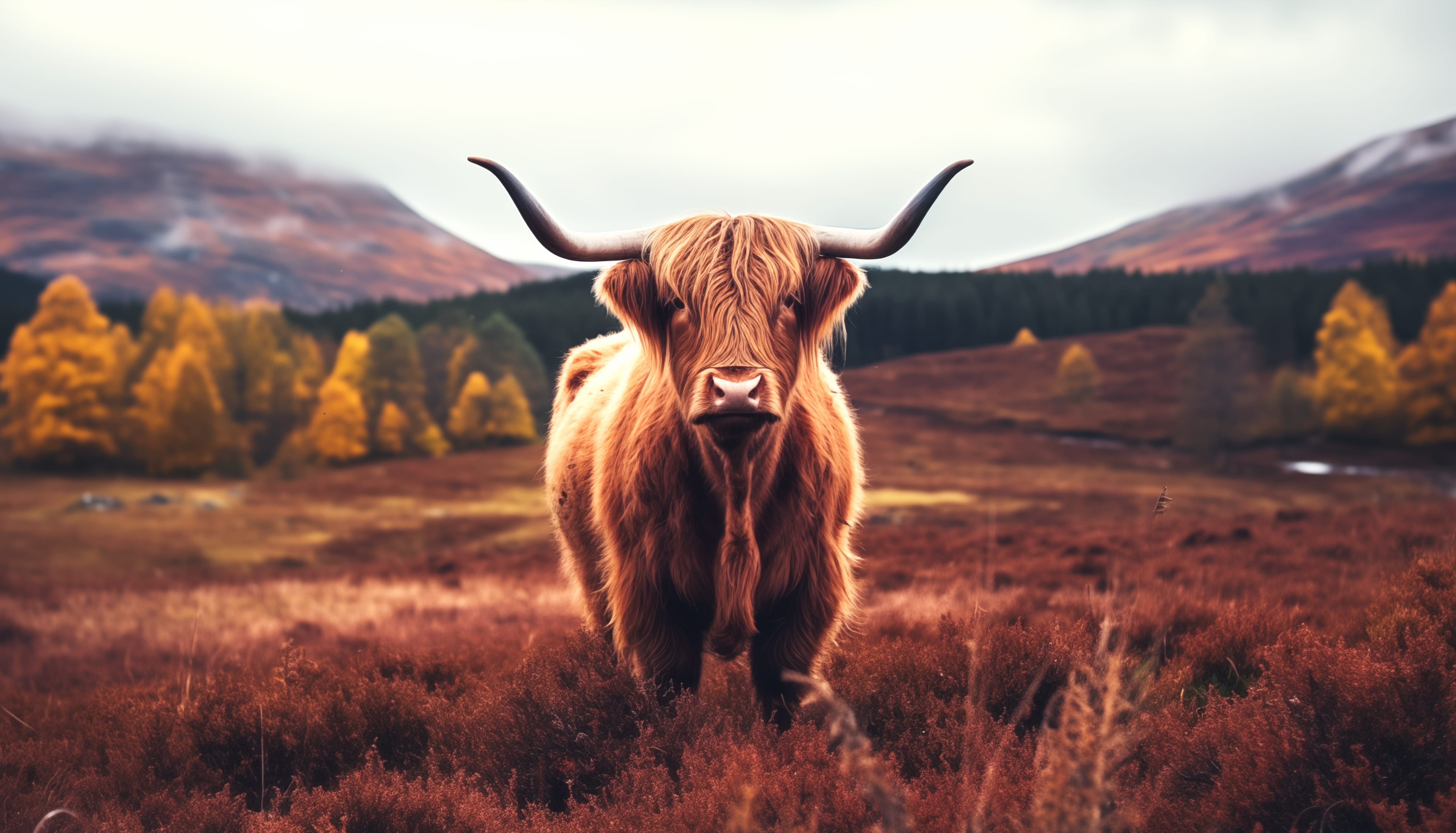 Majestic Highland Cattle in Autumn - wallpapers HD quality