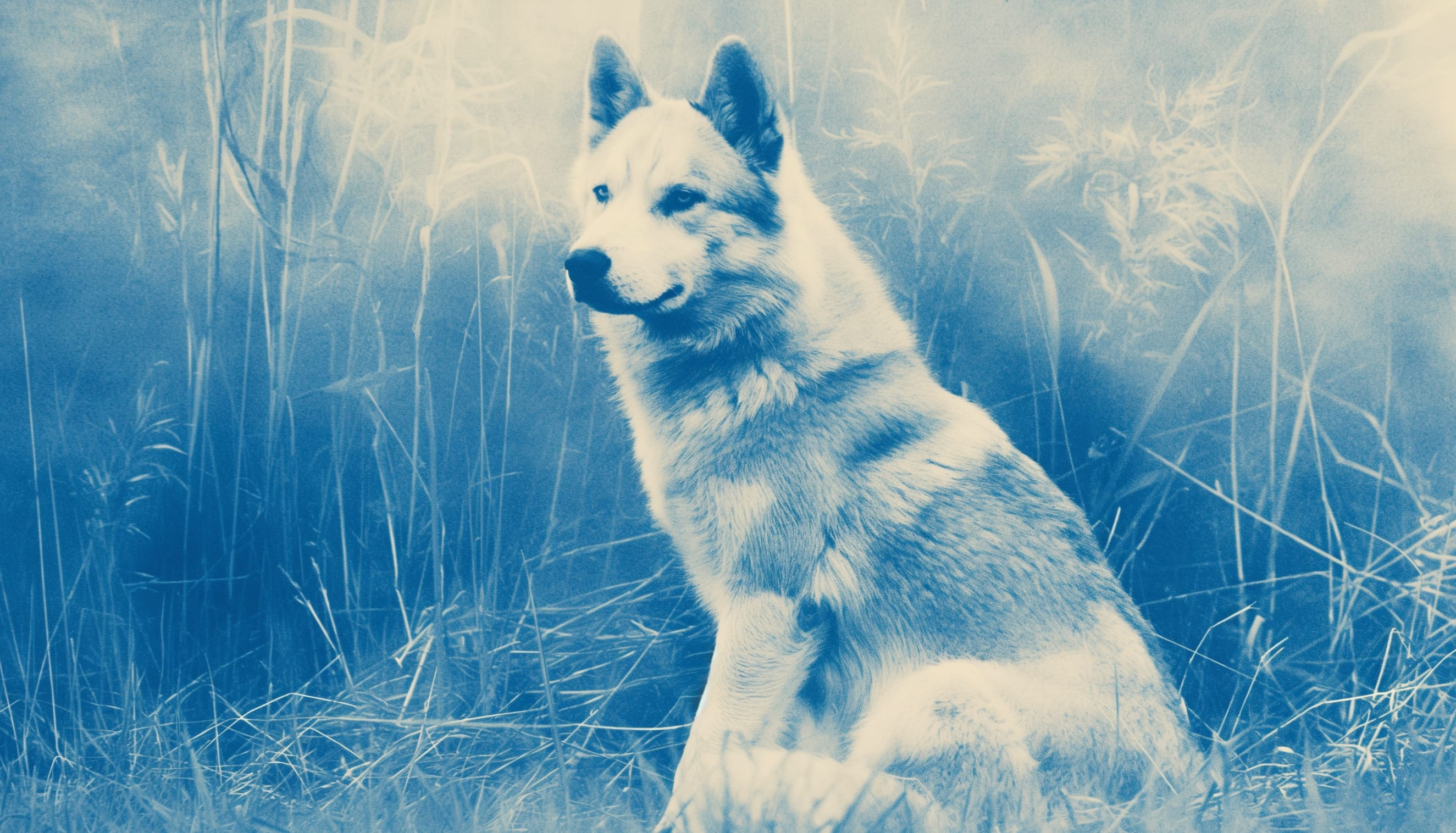 Majestic Husky Dog - Serene Blue Tone wallpapers HD quality