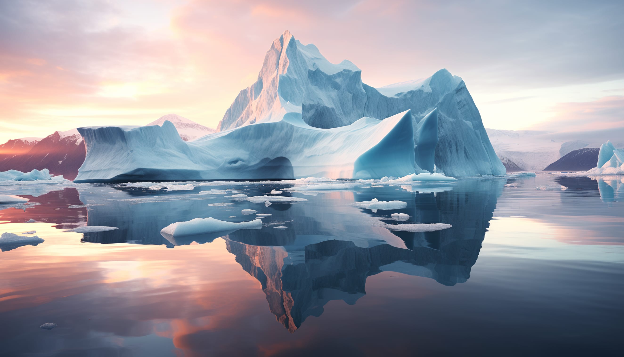 Majestic Iceberg Sunset at 640 x 960 iPhone 4 size wallpapers HD quality