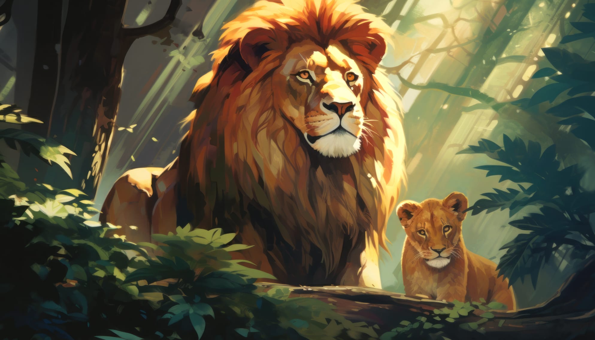 Majestic Lion and Cub AI Art wallpapers HD quality