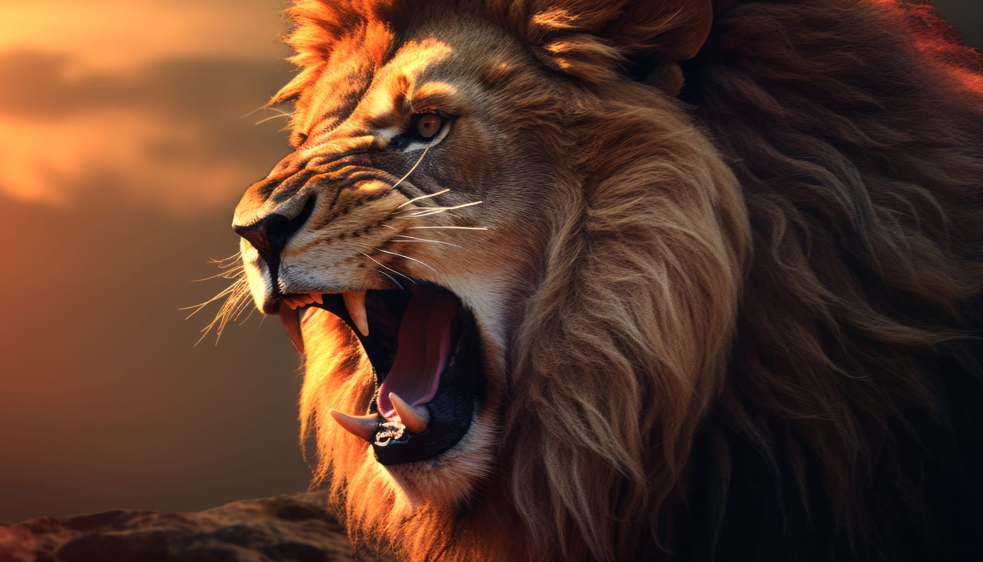 Majestic Lion Roar AI Art wallpapers HD quality