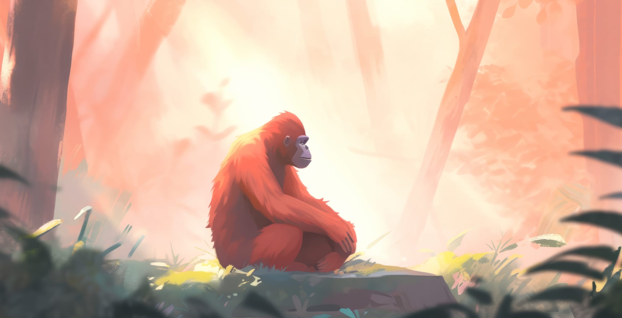 Majestic Orangutan in Misty Forest wallpapers HD quality