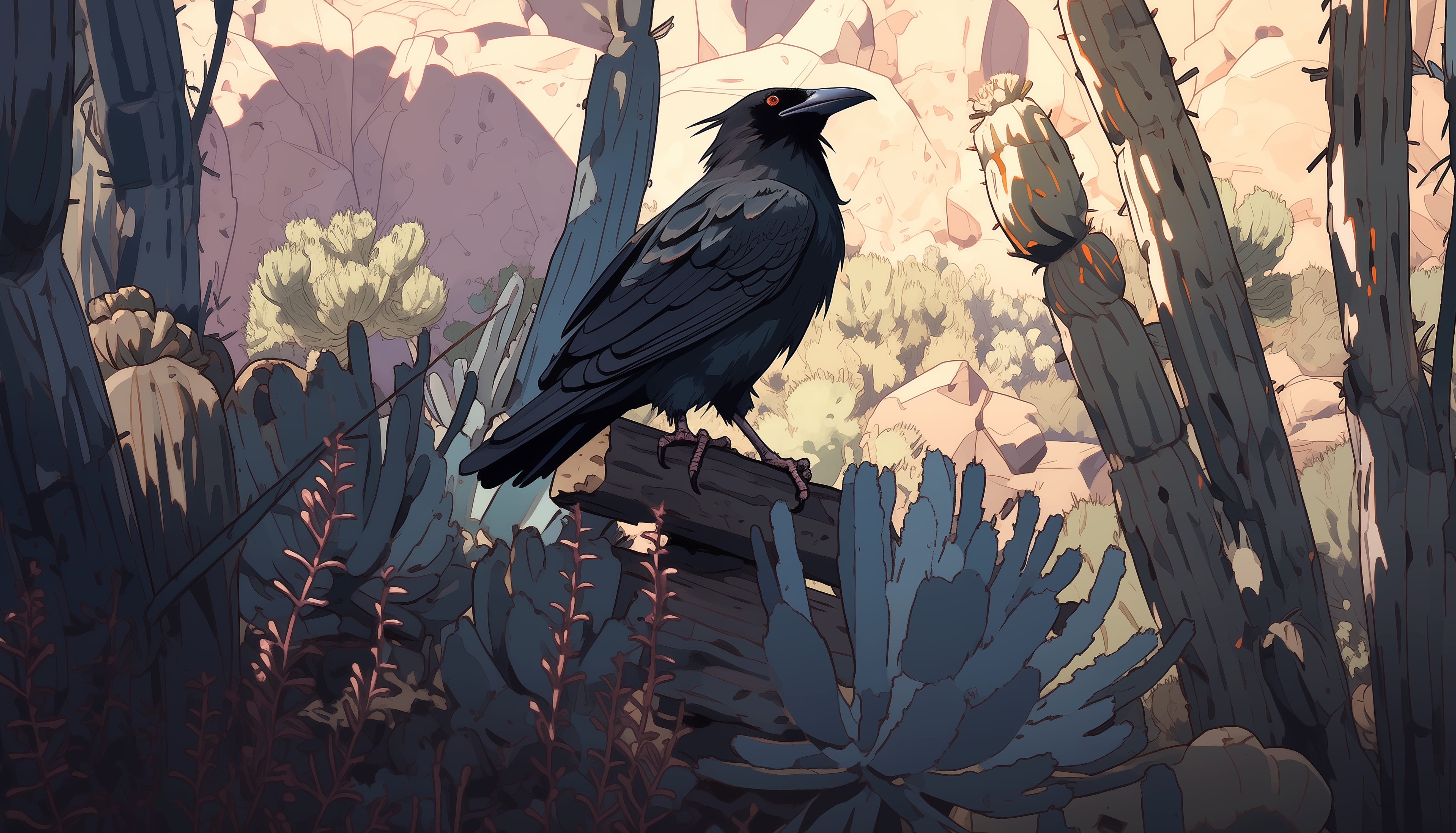 Majestic Raven in Forest - wallpapers HD quality