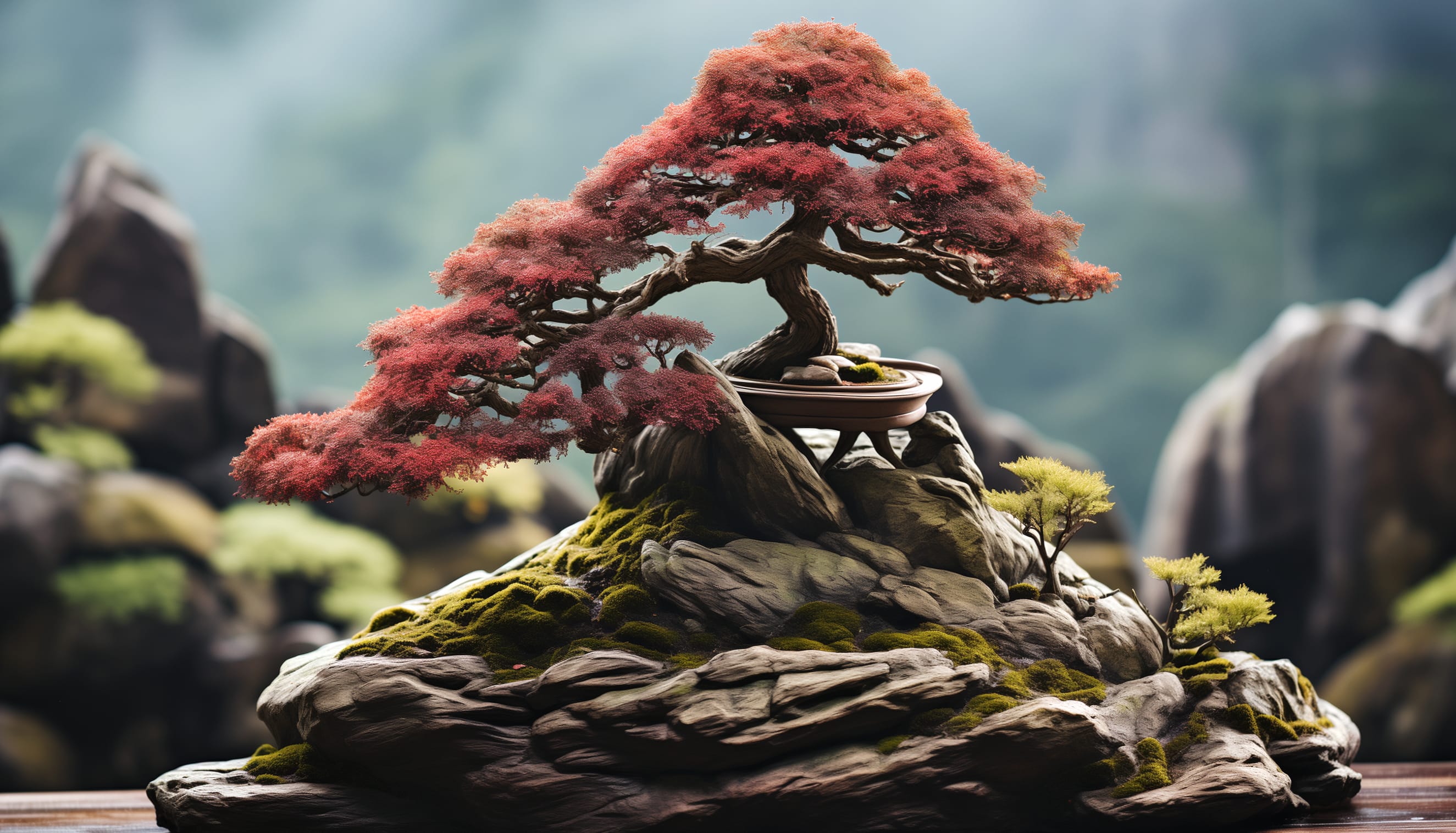 Majestic Red Bonsai Tree HD Desktop Wallpaper wallpapers HD quality