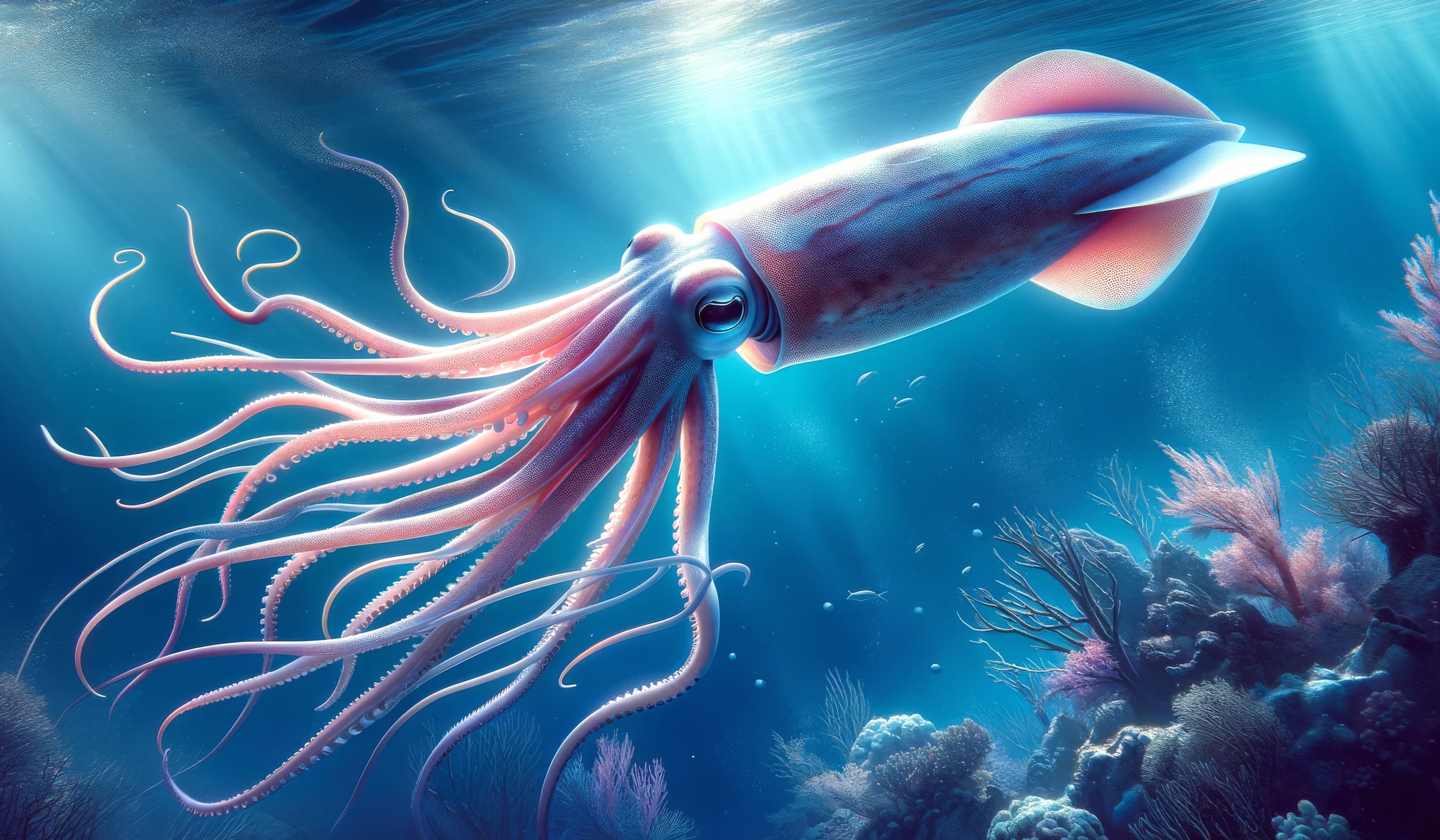 Majestic Underwater Squid at 1600 x 900 HD size wallpapers HD quality