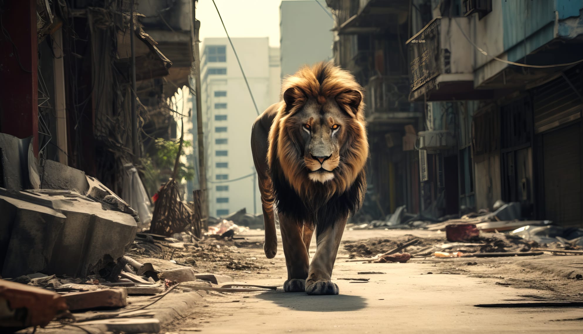 Majestic Urban Lion AI Art wallpapers HD quality