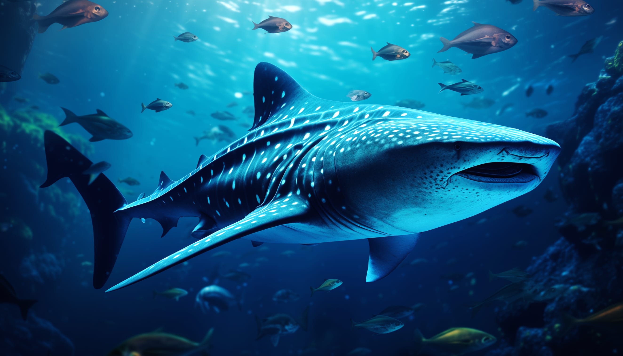 Majestic Whale Shark in Blue Ocean - at 1280 x 960 size wallpapers HD quality