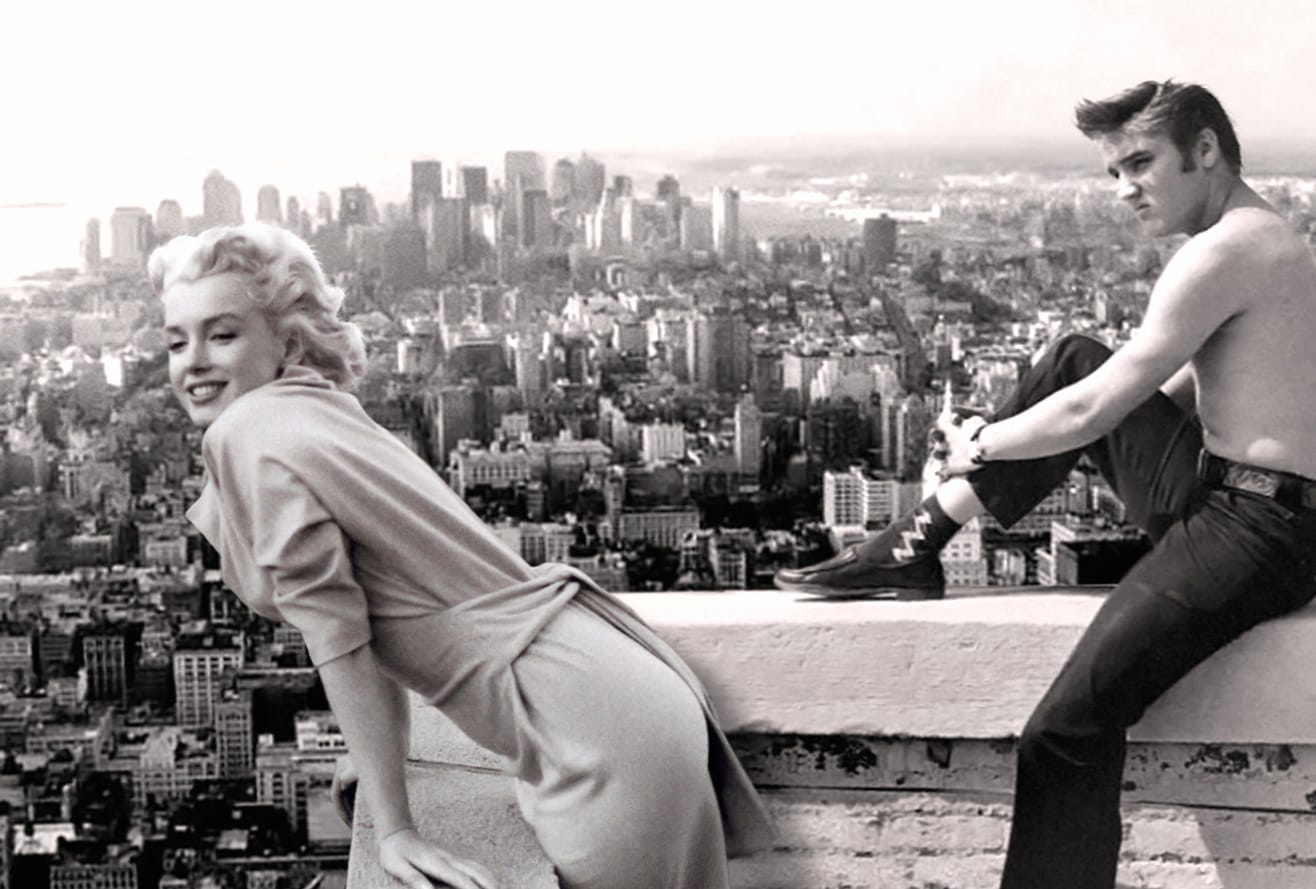 Marilyn & Elvis Cityscape wallpapers HD quality