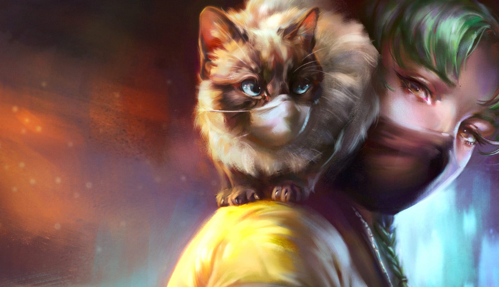 Mask Cat Fantasy Woman at 2560 x 1440 HD size wallpapers HD quality