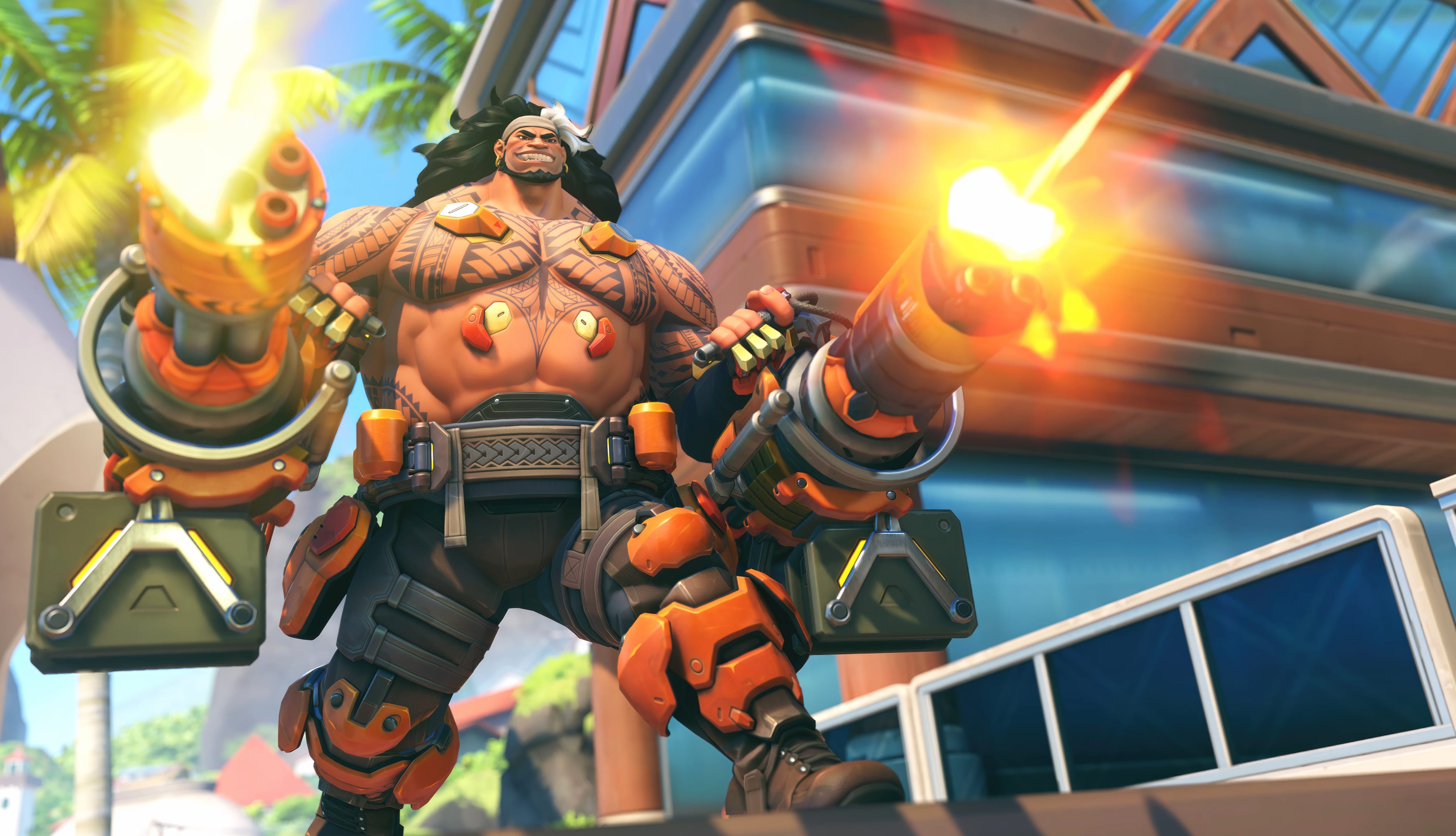 Mauga Overwatch 2 Action-Packed Gaming Background at 640 x 1136 iPhone 5 size wallpapers HD quality