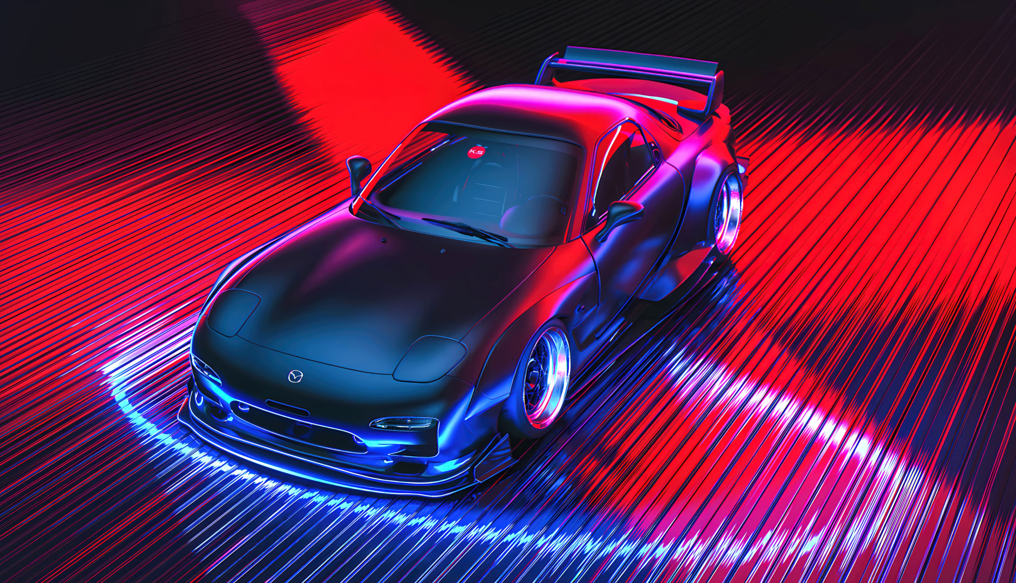 Mazda RX-7 Neon background wallpapers HD quality