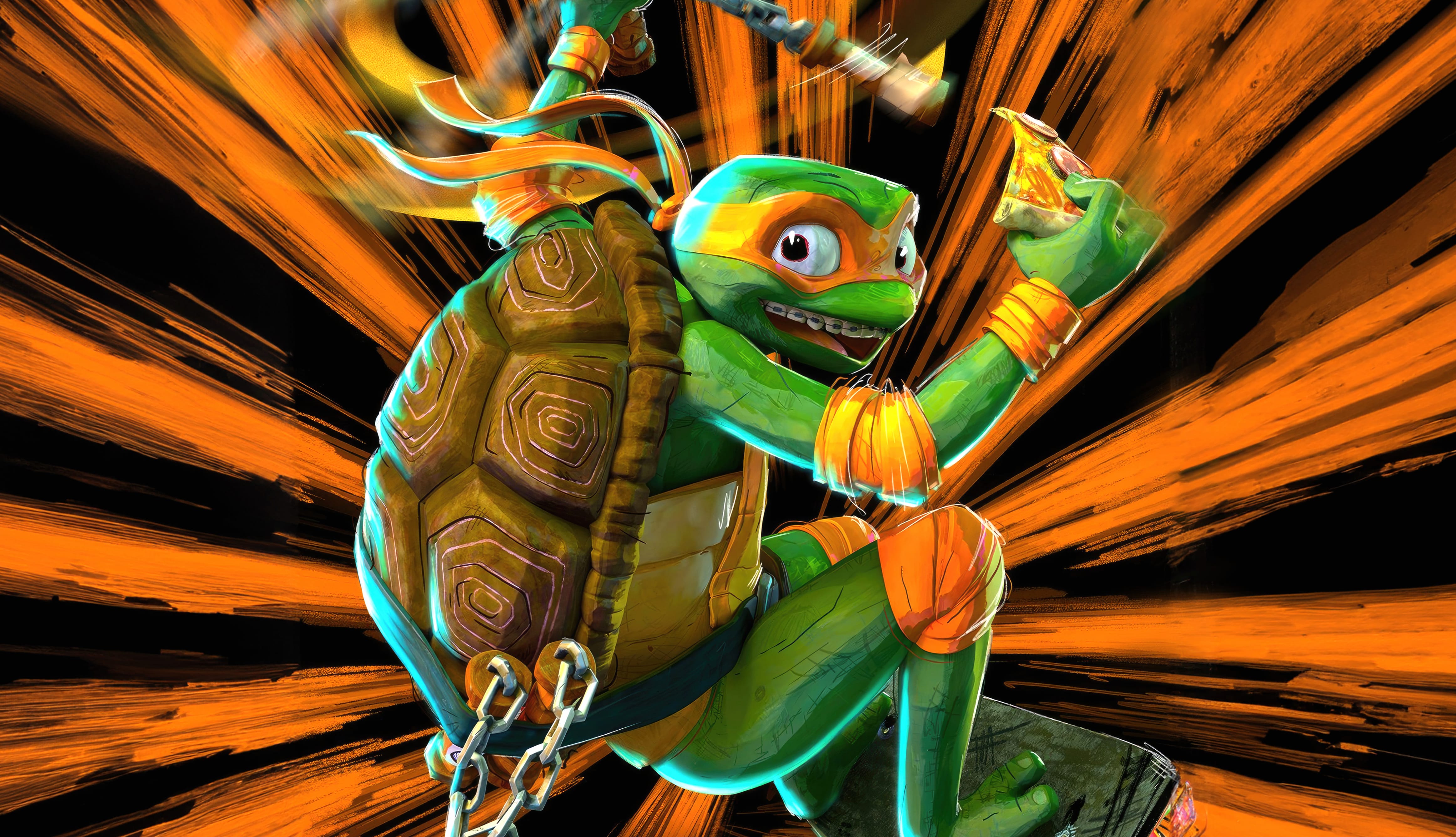 Michelangelo (TMNT) Movie Teenage Mutant Ninja Turtles Mutant Mayhem wallpapers HD quality