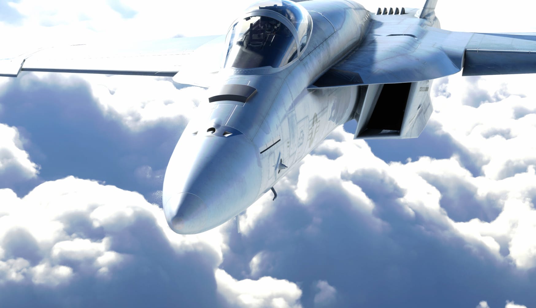 Microsoft Flight Simulator - Jet Aircraft Soaring Among Clouds wallpapers HD quality