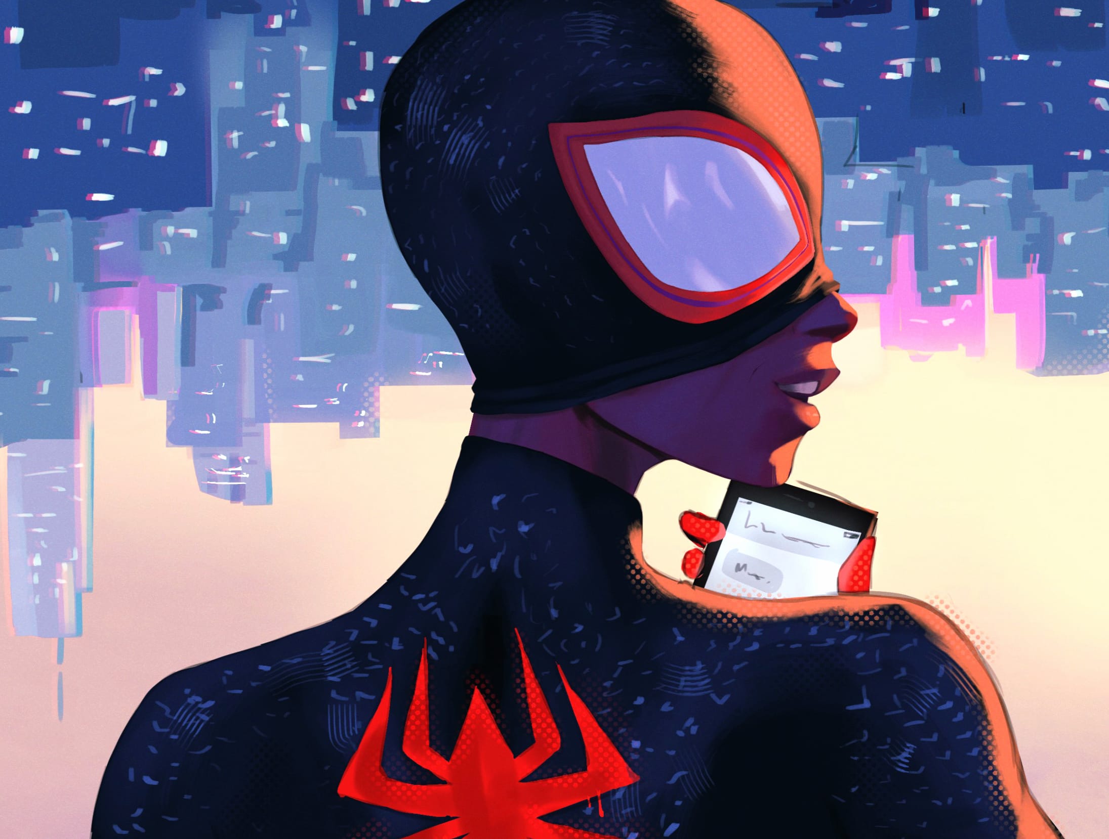 Miles Morales Movie Spider-Man Across The Spider-Verse at 1024 x 1024 iPad size wallpapers HD quality