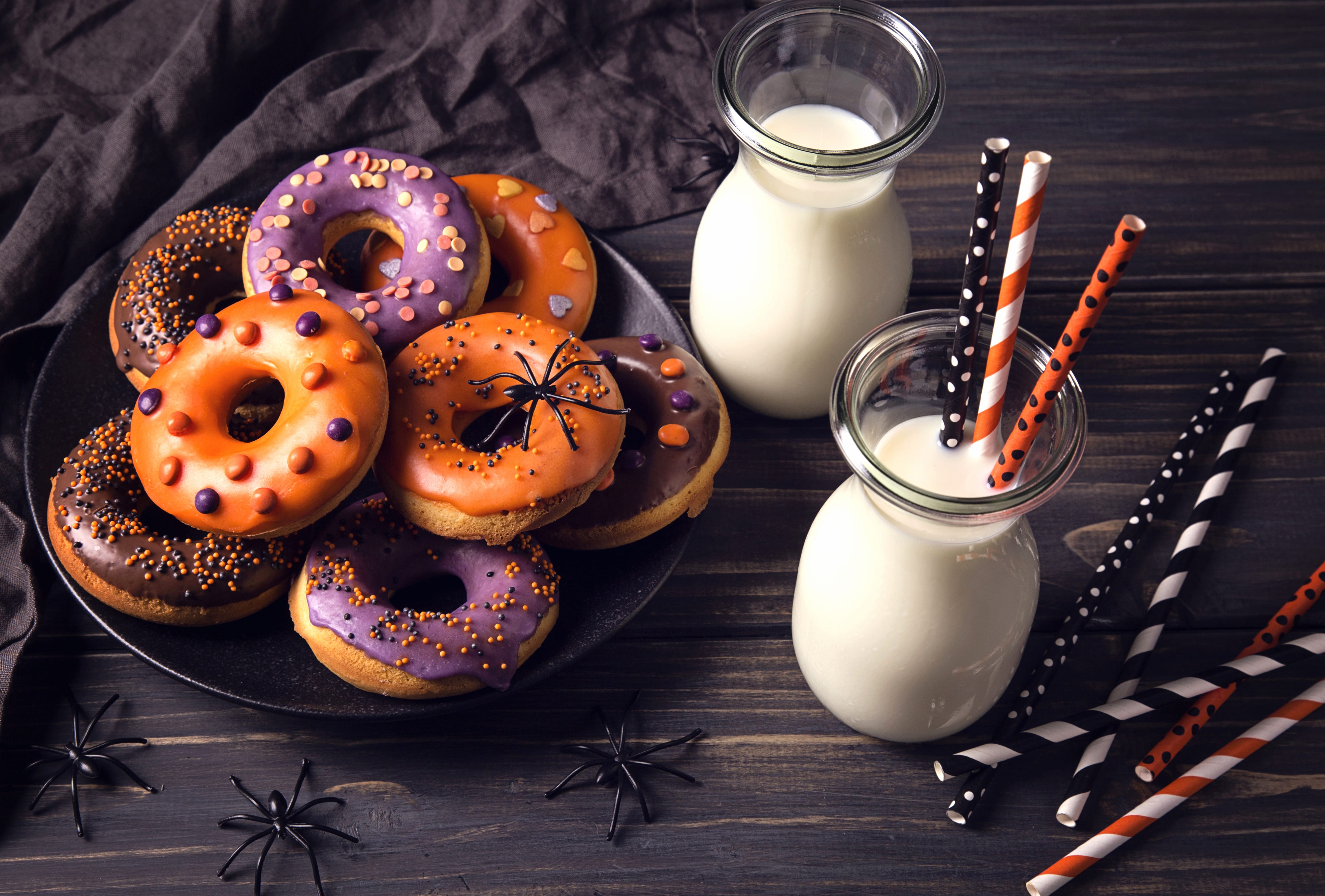 Milk Halloween Food Doughnut wallpapers HD quality