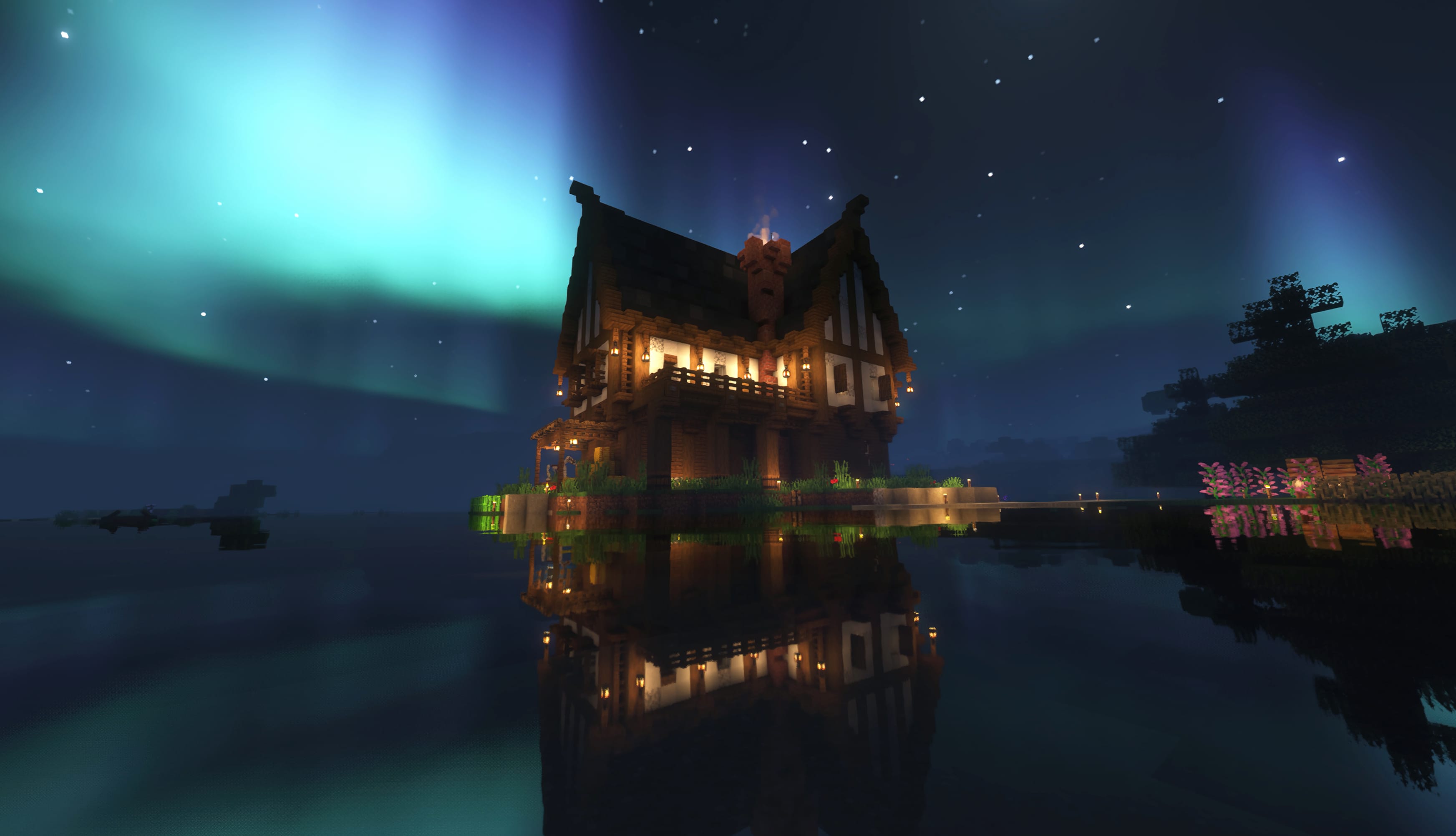 Minecraft Aurora Reflection in HD wallpapers HD quality