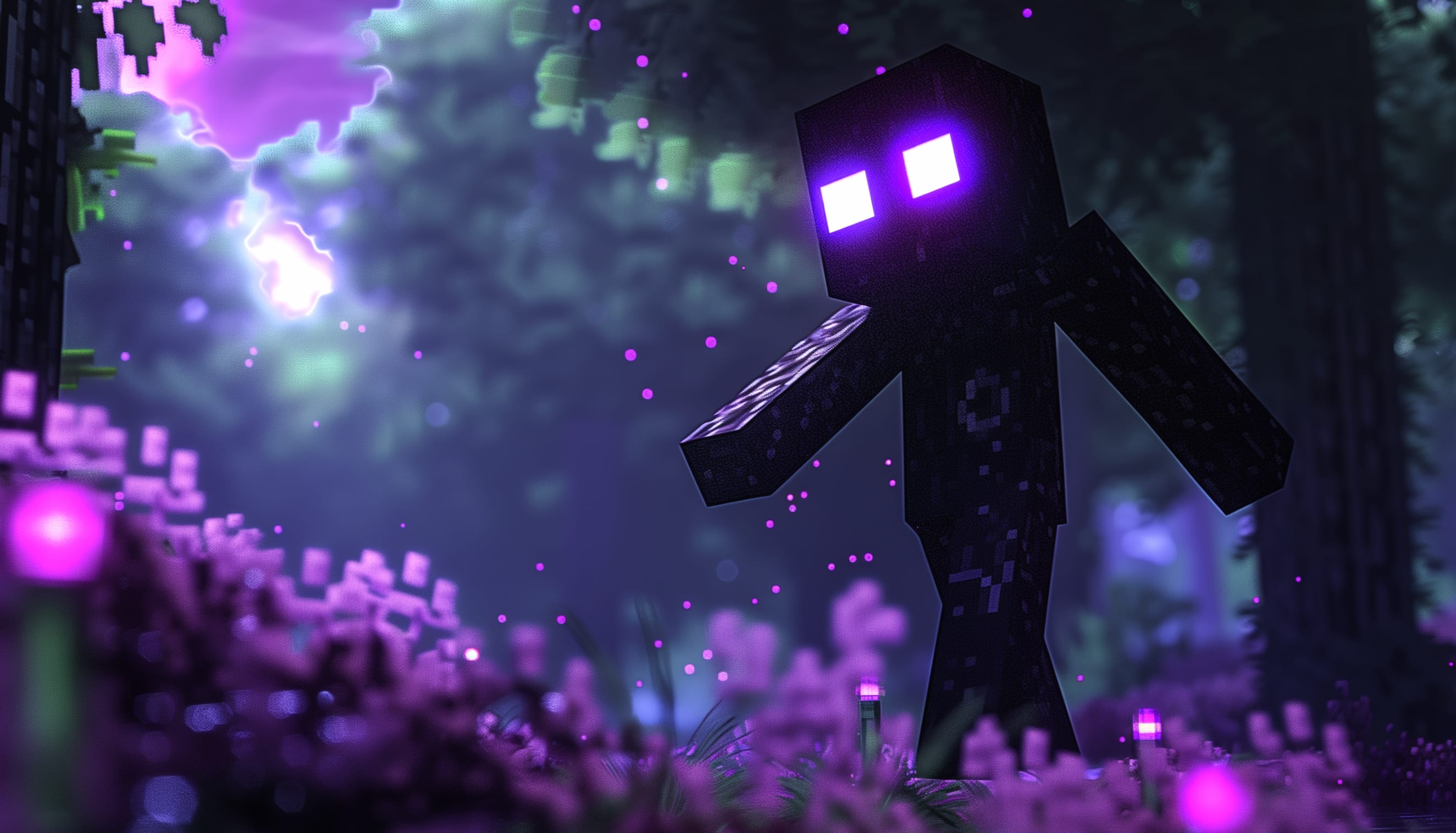 Minecraft Enderman - Mystical Night Forest Ambiance wallpapers HD quality