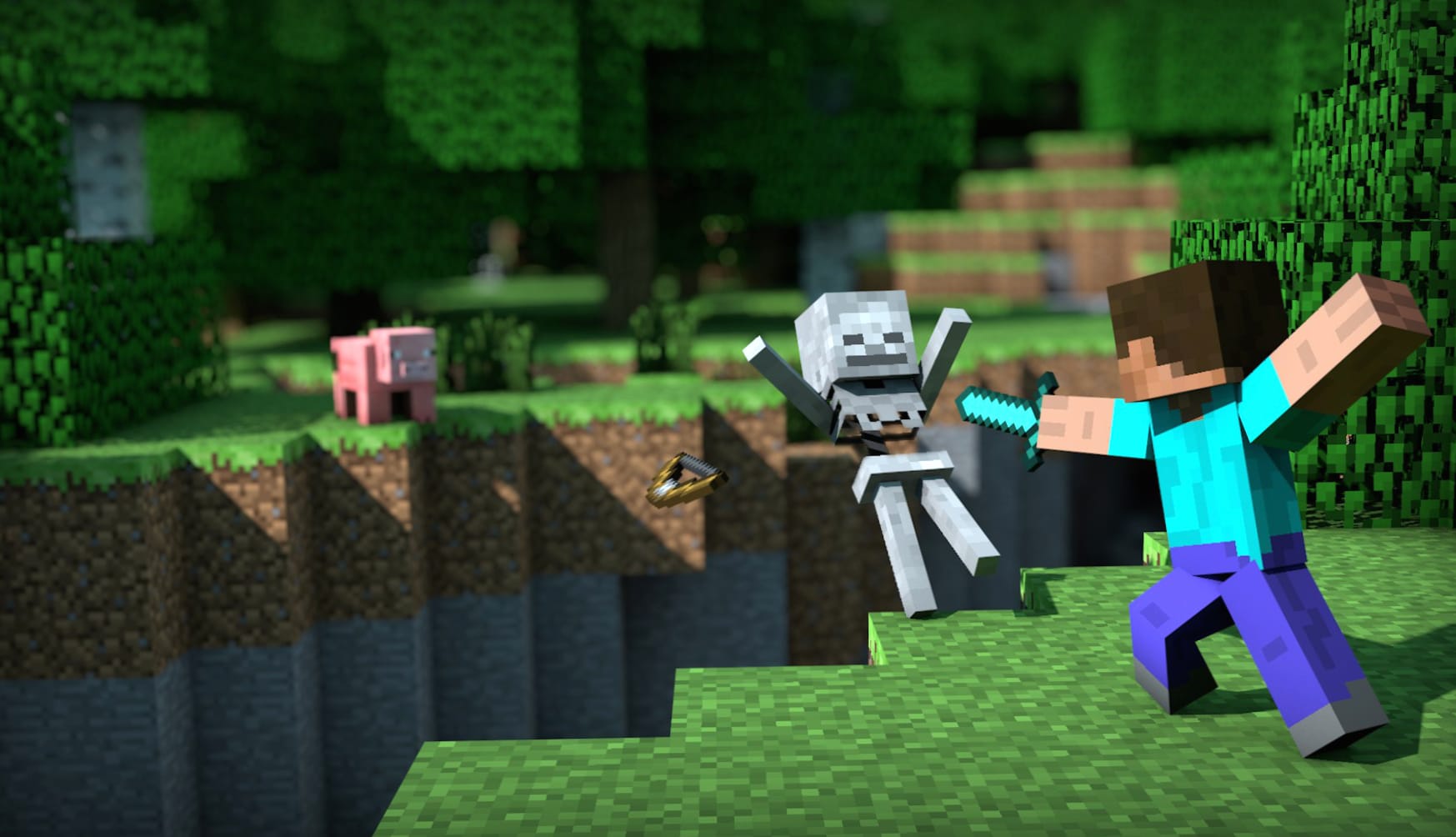 Minecraft Steve vs Skeleton - at 1920 x 1080 HD size wallpapers HD quality