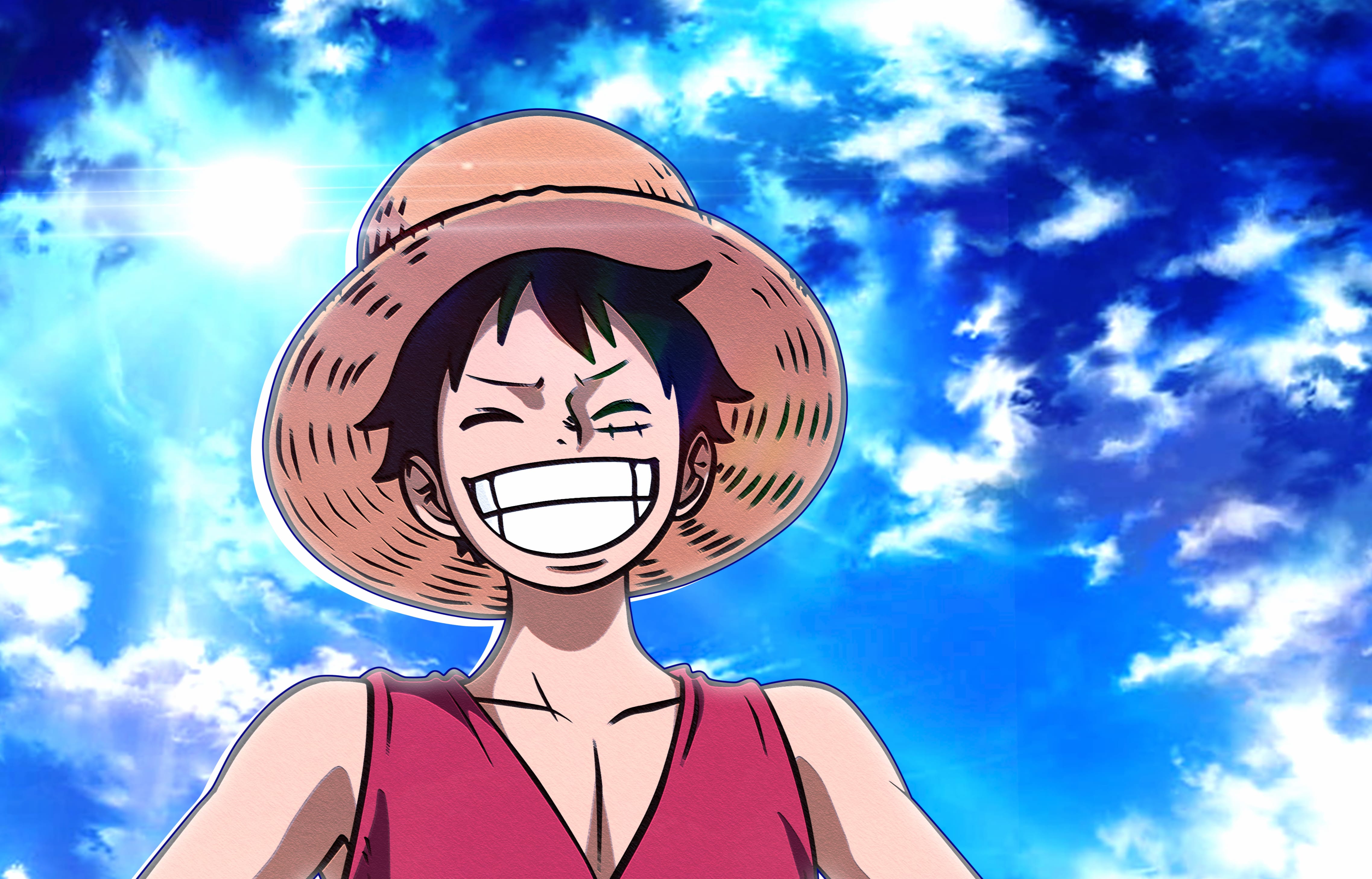 Monkey D. Luffy Anime One Piece Straw Hat at 1024 x 1024 iPad size wallpapers HD quality