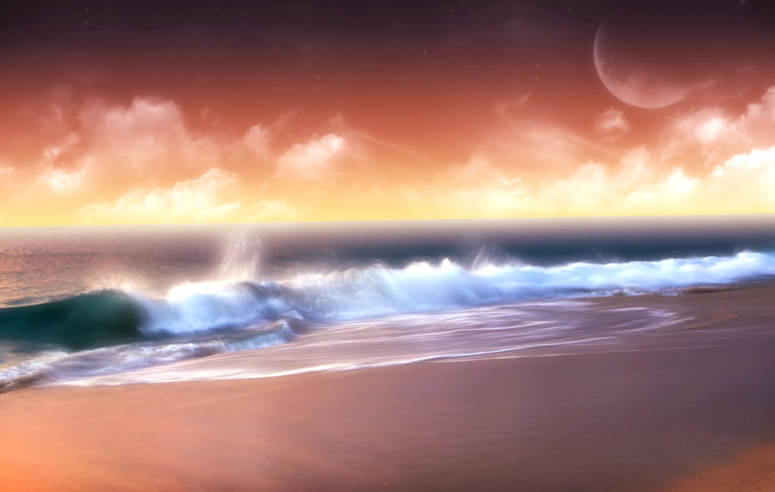 Moonlit Beachscape wallpapers HD quality